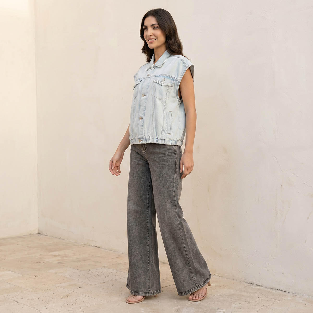 Splash Denim Regular Cotton Gilet with Pockets-women-winterwear-coatsandjackets-jackets-image-5