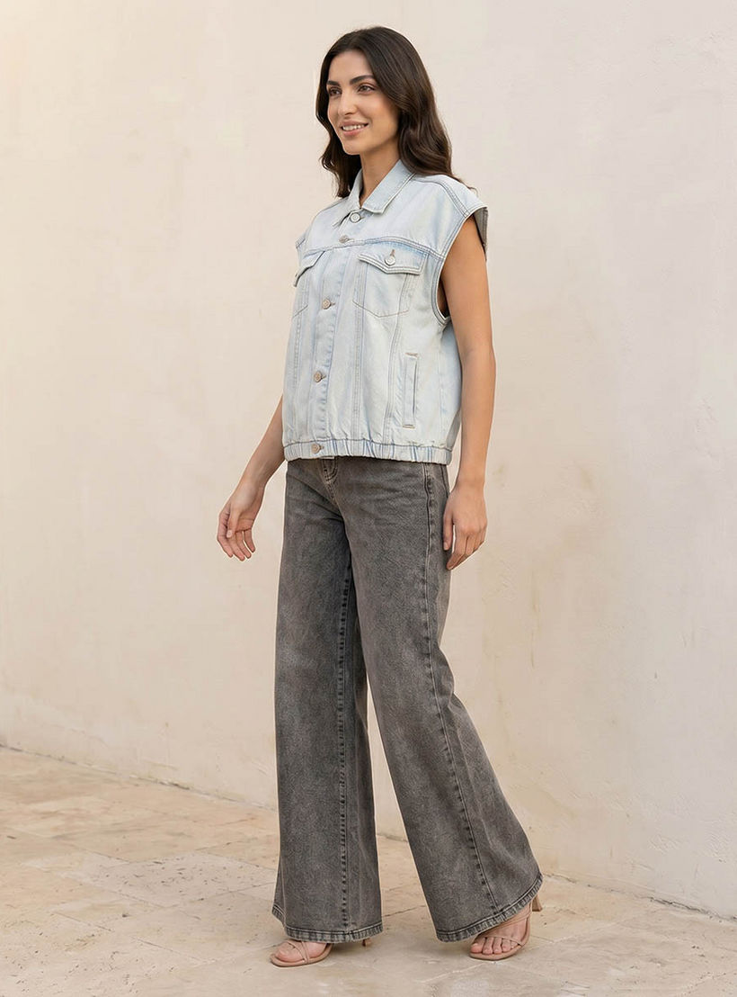 Splash Denim Regular Cotton Gilet with Pockets-women-winterwear-coatsandjackets-jackets-image-5