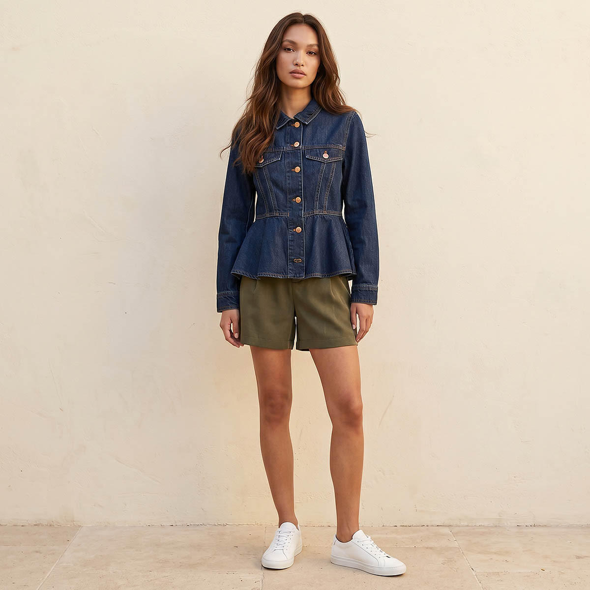 بلوزة قطنية بتصميم بيبلم وجيوب بطية من لي كوبر-women-clothing-shirtsandblouses-blouses-image-3