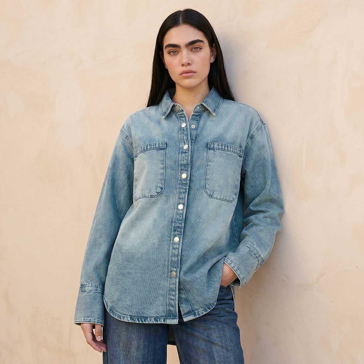 قميص قطن بجيوب من لي كوبر-women-clothing-shirtsandblouses-shirts-image-1
