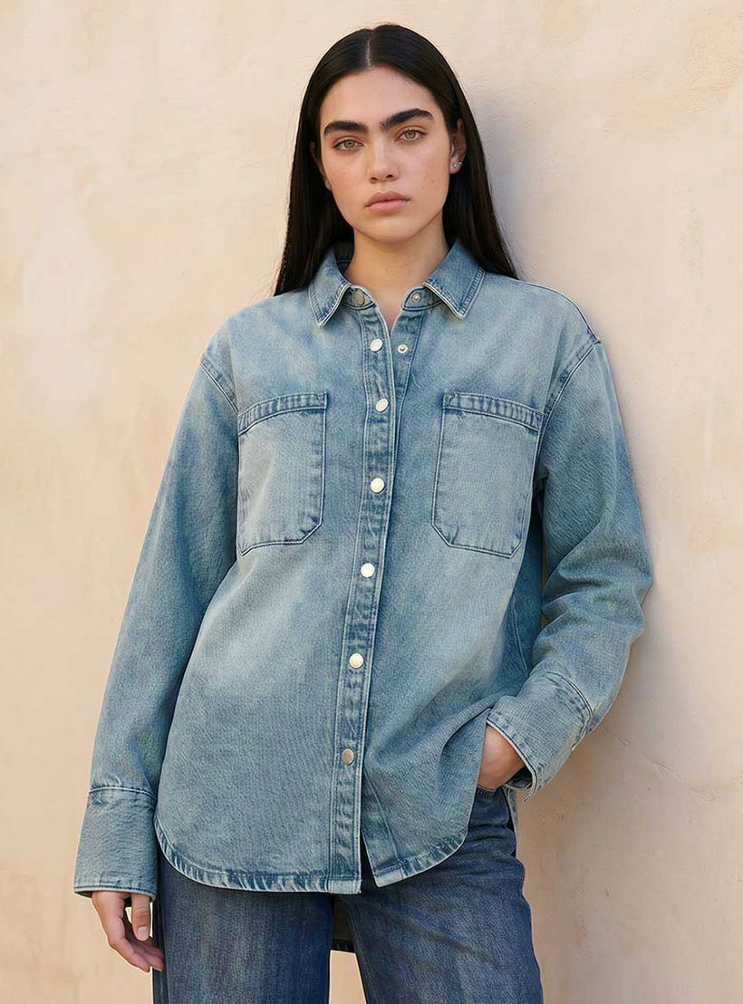 قميص قطن بجيوب من لي كوبر-women-clothing-shirtsandblouses-shirts-image-1