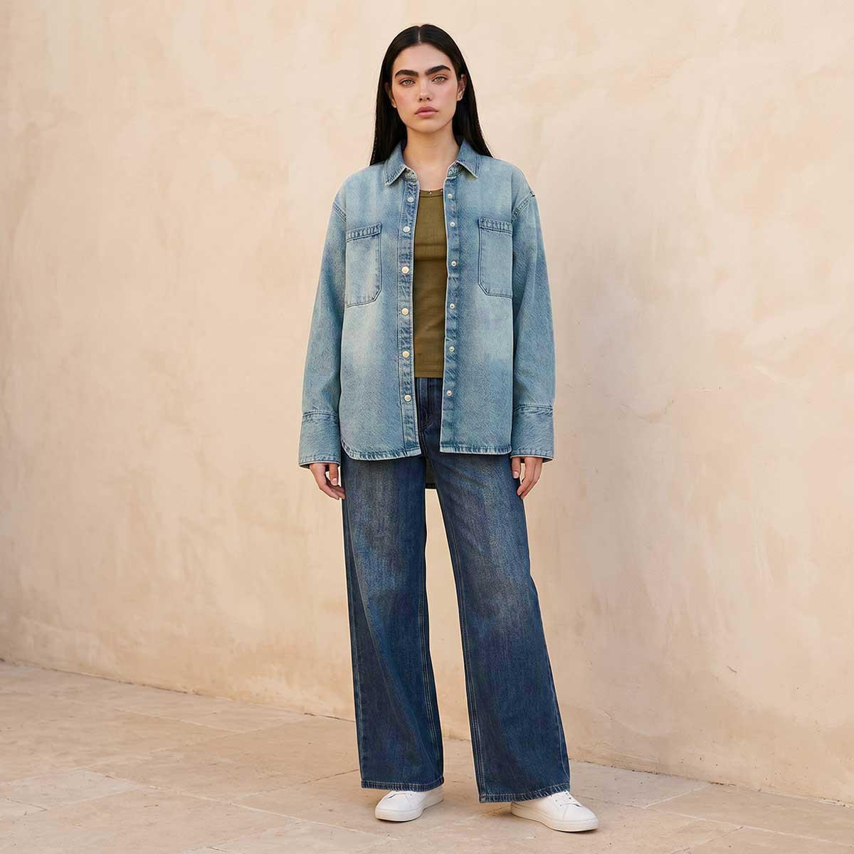 قميص قطن بجيوب من لي كوبر-women-clothing-shirtsandblouses-shirts-image-3