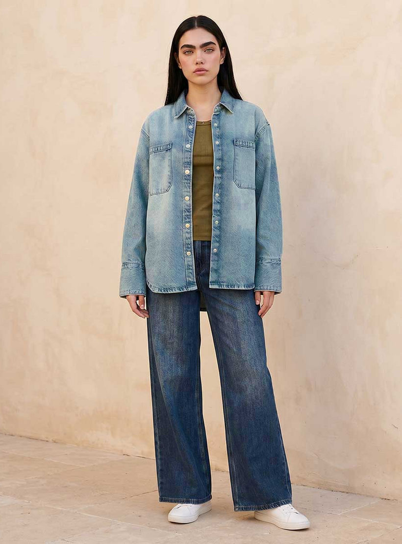 قميص قطن بجيوب من لي كوبر-women-clothing-shirtsandblouses-shirts-image-3
