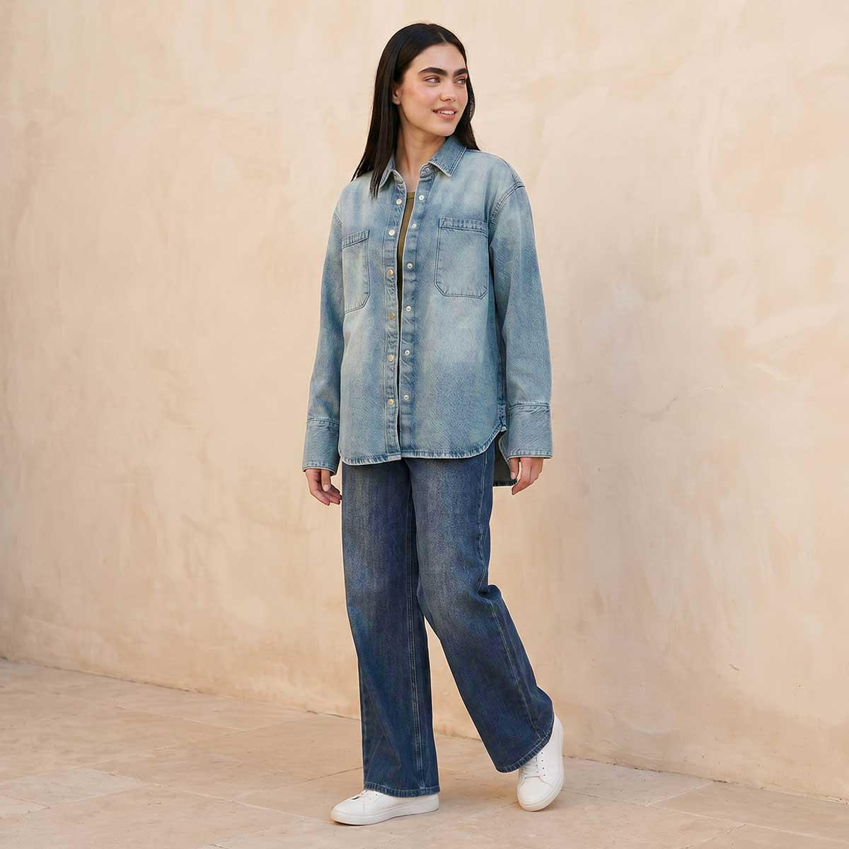 قميص قطن بجيوب من لي كوبر-women-clothing-shirtsandblouses-shirts-image-5