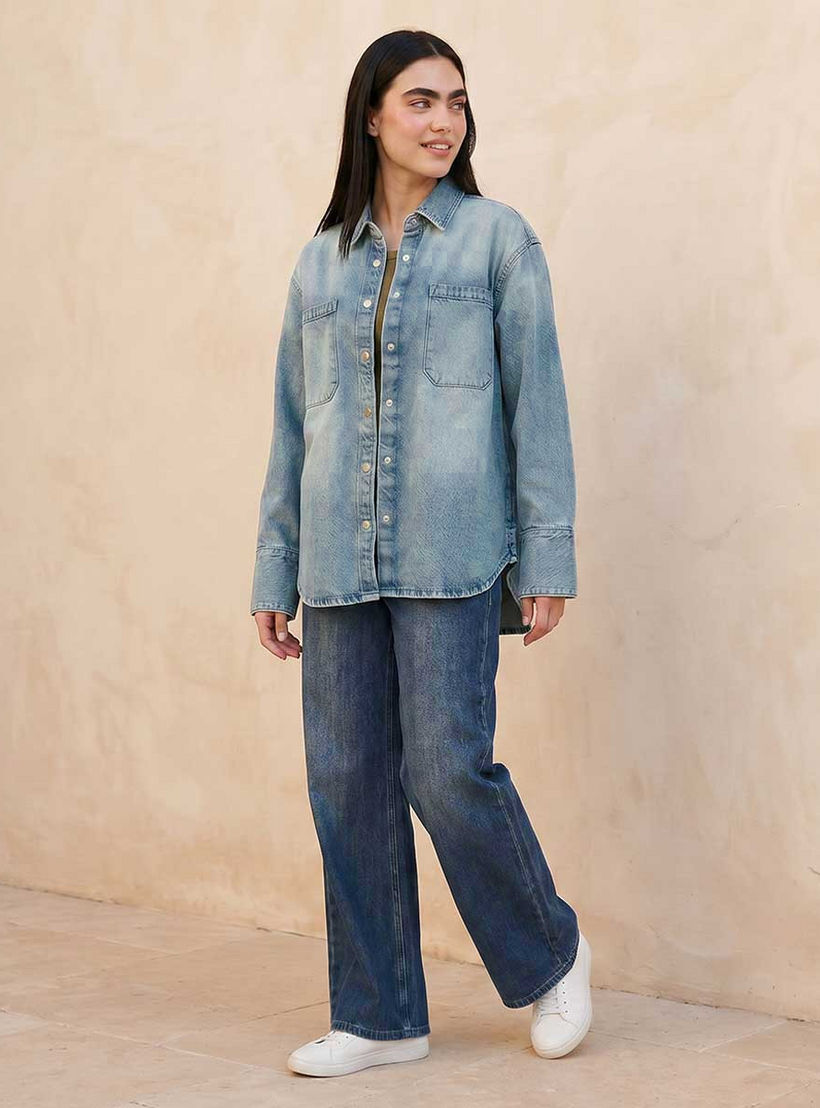 قميص قطن بجيوب من لي كوبر-women-clothing-shirtsandblouses-shirts-image-5