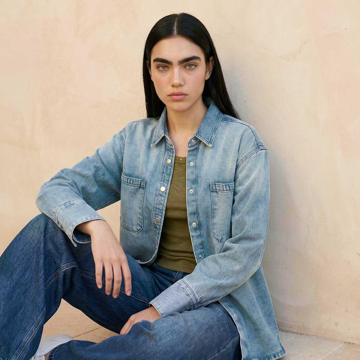قميص قطن بجيوب من لي كوبر-women-clothing-shirtsandblouses-shirts-image-6