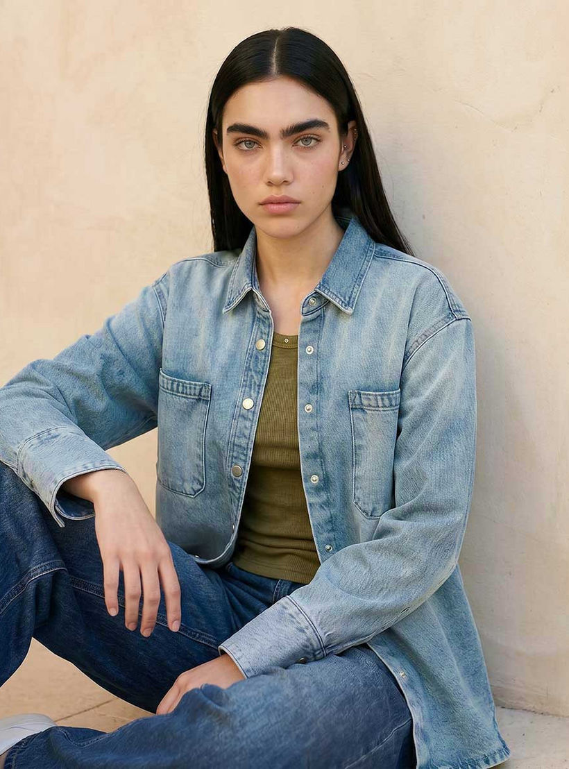 قميص قطن بجيوب من لي كوبر-women-clothing-shirtsandblouses-shirts-image-6
