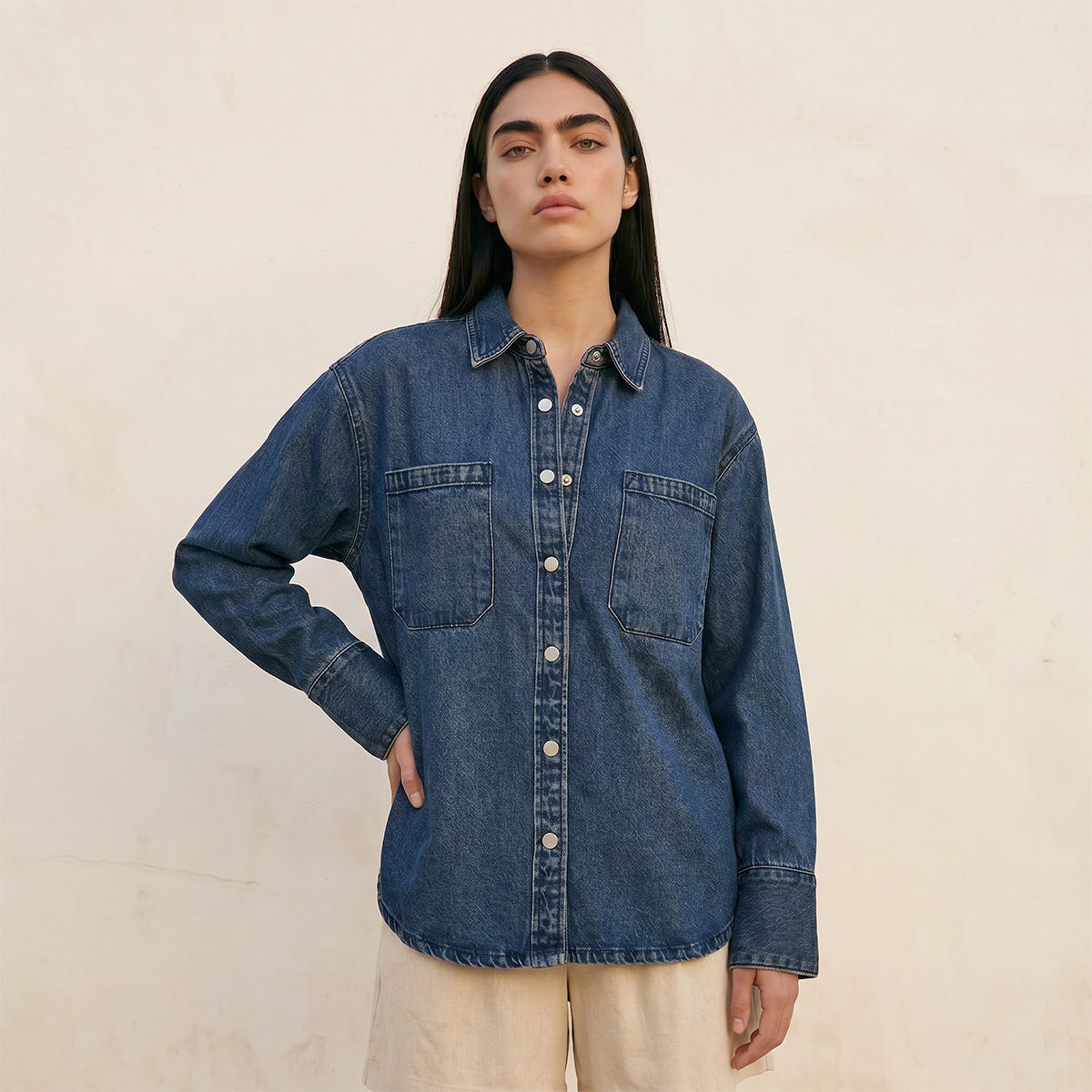 قميص قطن بجيوب من لي كوبر-women-clothing-shirtsandblouses-shirts-image-6