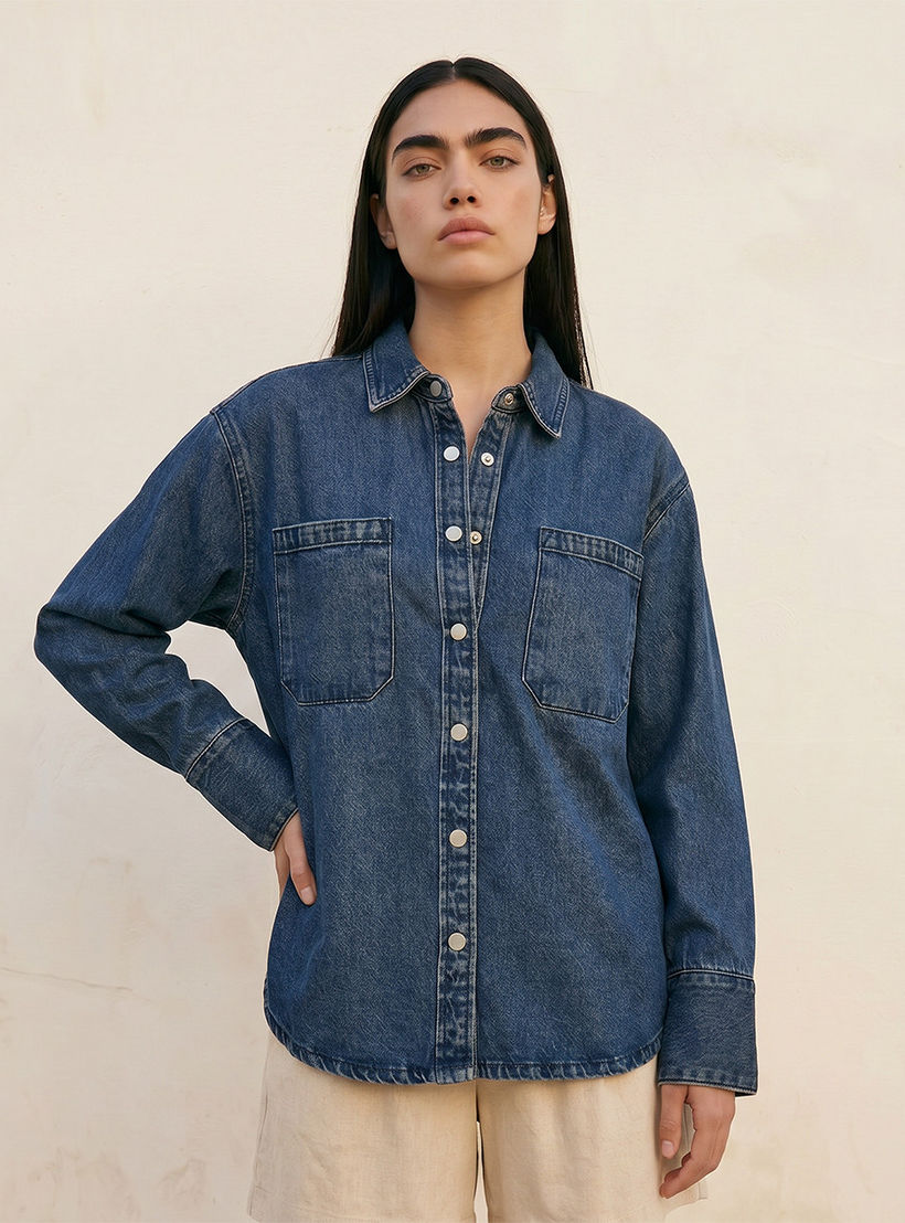 قميص قطن بجيوب من لي كوبر-women-clothing-shirtsandblouses-shirts-image-6