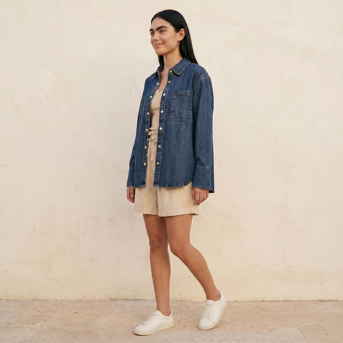 قميص قطن بجيوب من لي كوبر-women-clothing-shirtsandblouses-shirts-image-3