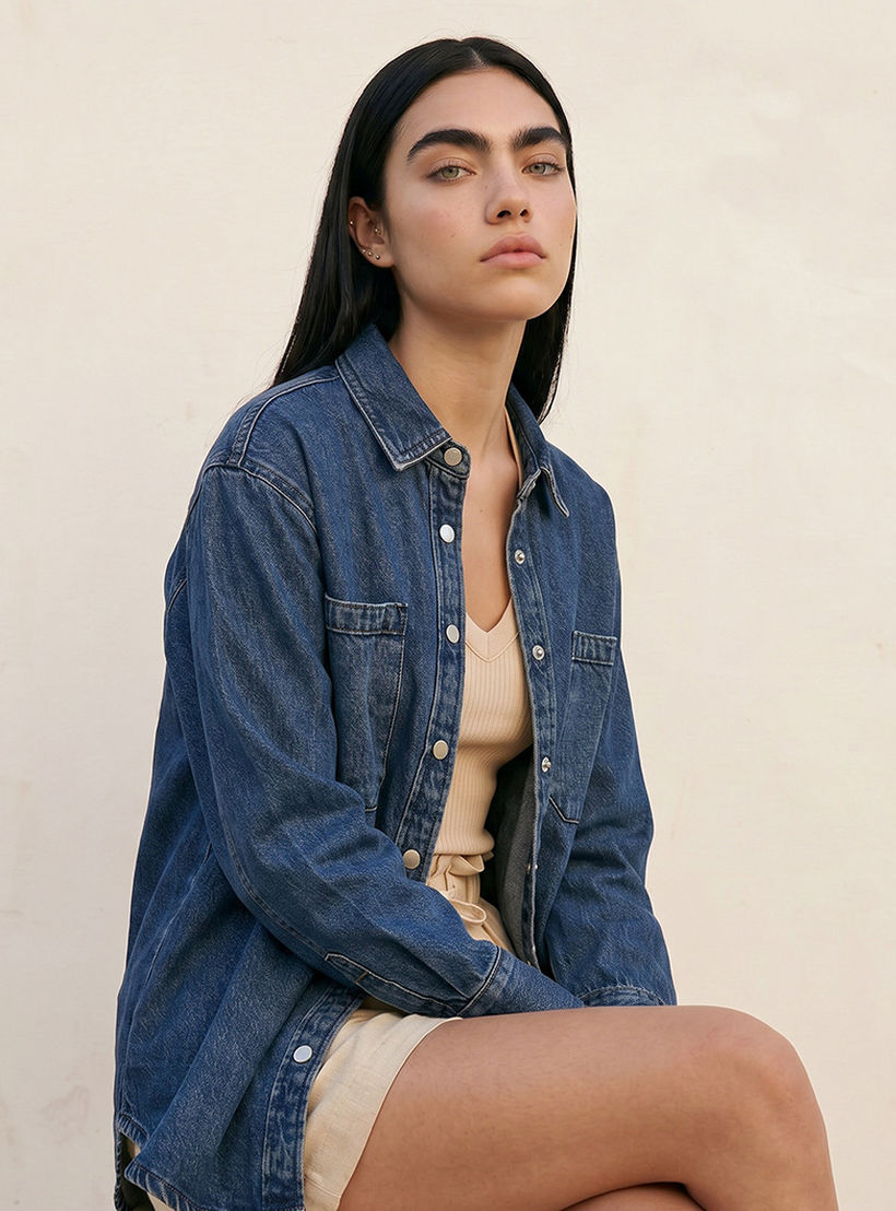 قميص قطن بجيوب من لي كوبر-women-clothing-shirtsandblouses-shirts-image-5