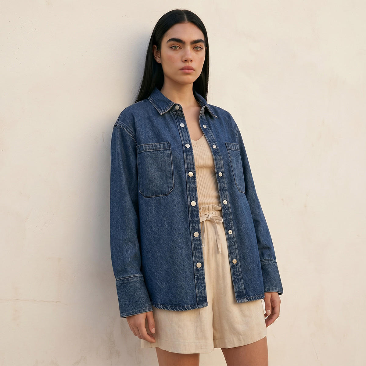 قميص قطن بجيوب من لي كوبر-women-clothing-shirtsandblouses-shirts-image-1