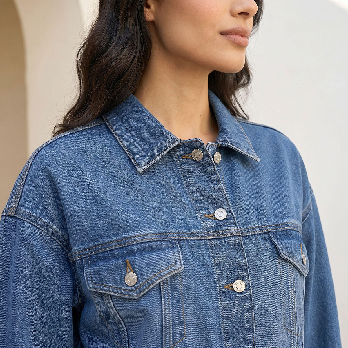 Splash Denim Denim Trucker Jacket with Chest Pockets-women-winterwear-coatsandjackets-jackets-image-6