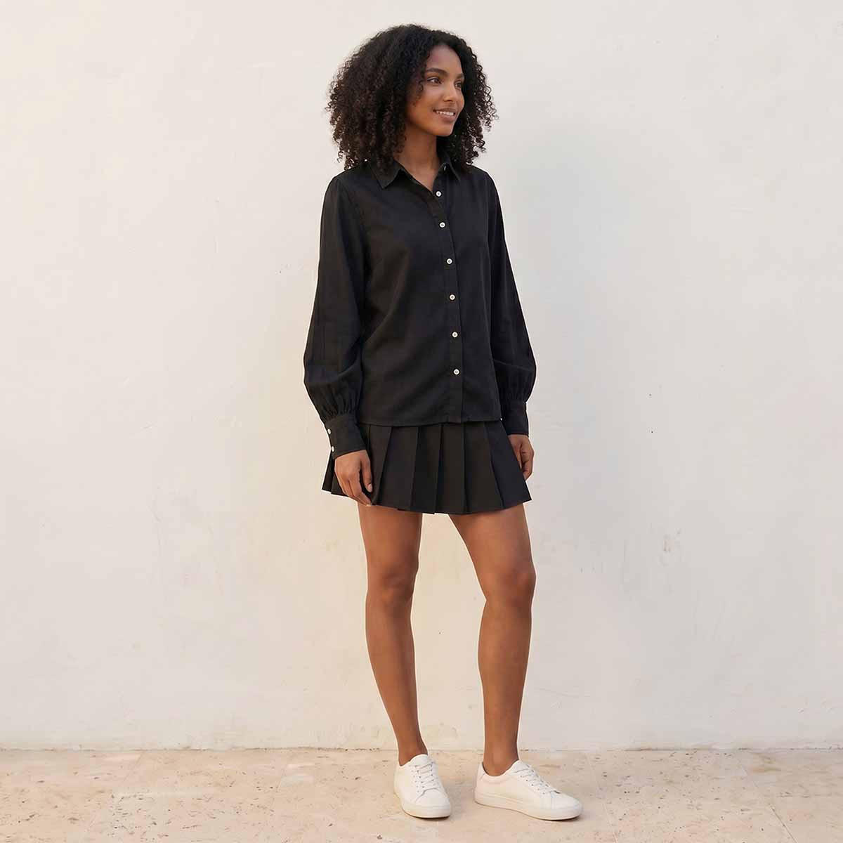 Splash Denim Lyocell Shirt Bishop Sleeves-women-clothing-shirtsandblouses-shirts-image-3