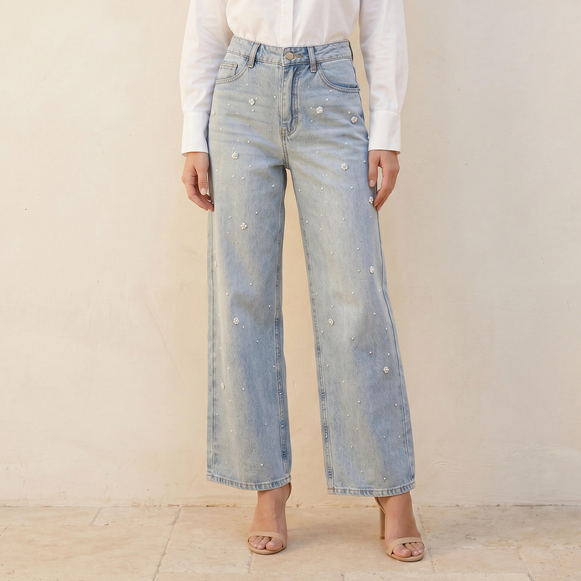 Splash Denim Wide Leg Embellished Jeans-women-clothing-bottoms-jeans-image-1