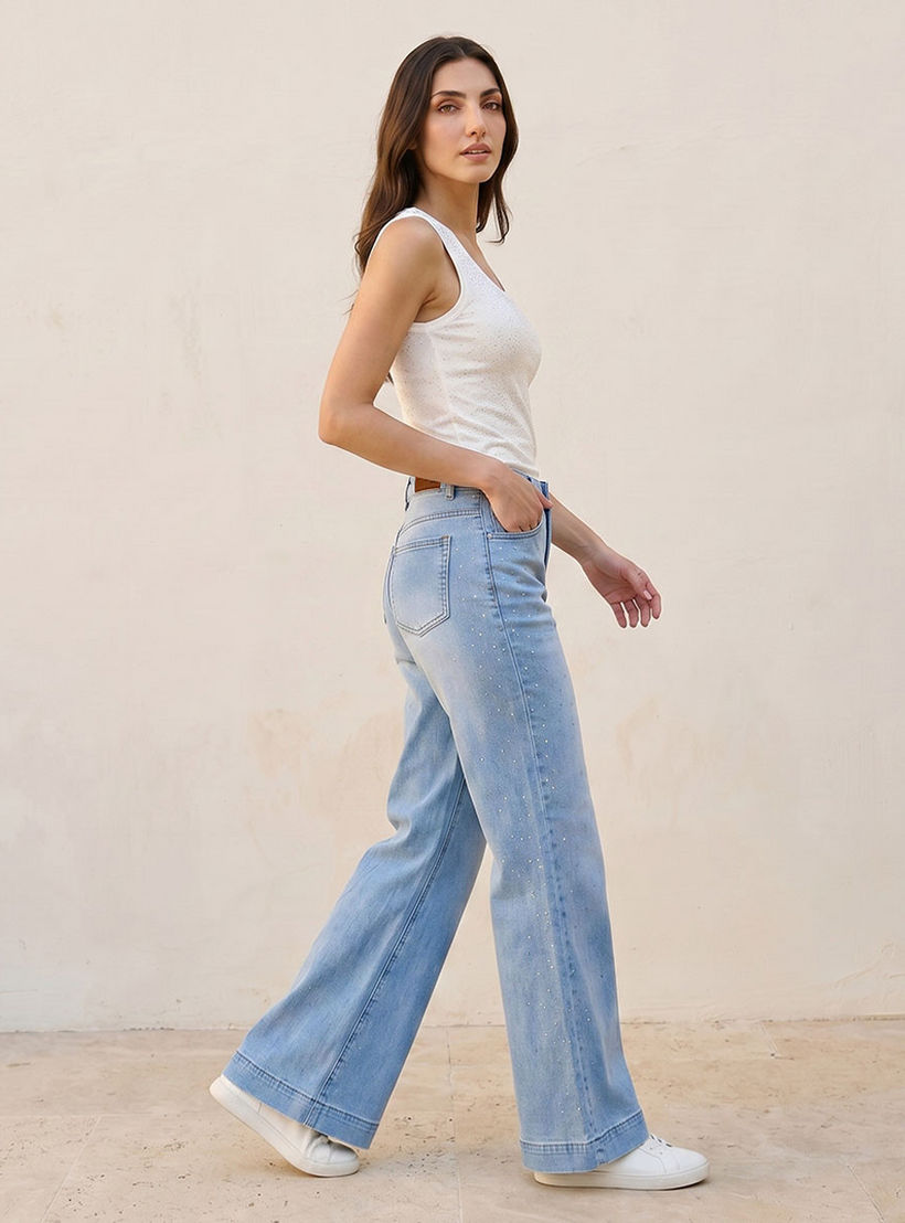 بنطلون جينز واسع مزين من سبلاش-women-clothing-bottoms-jeans-image-3