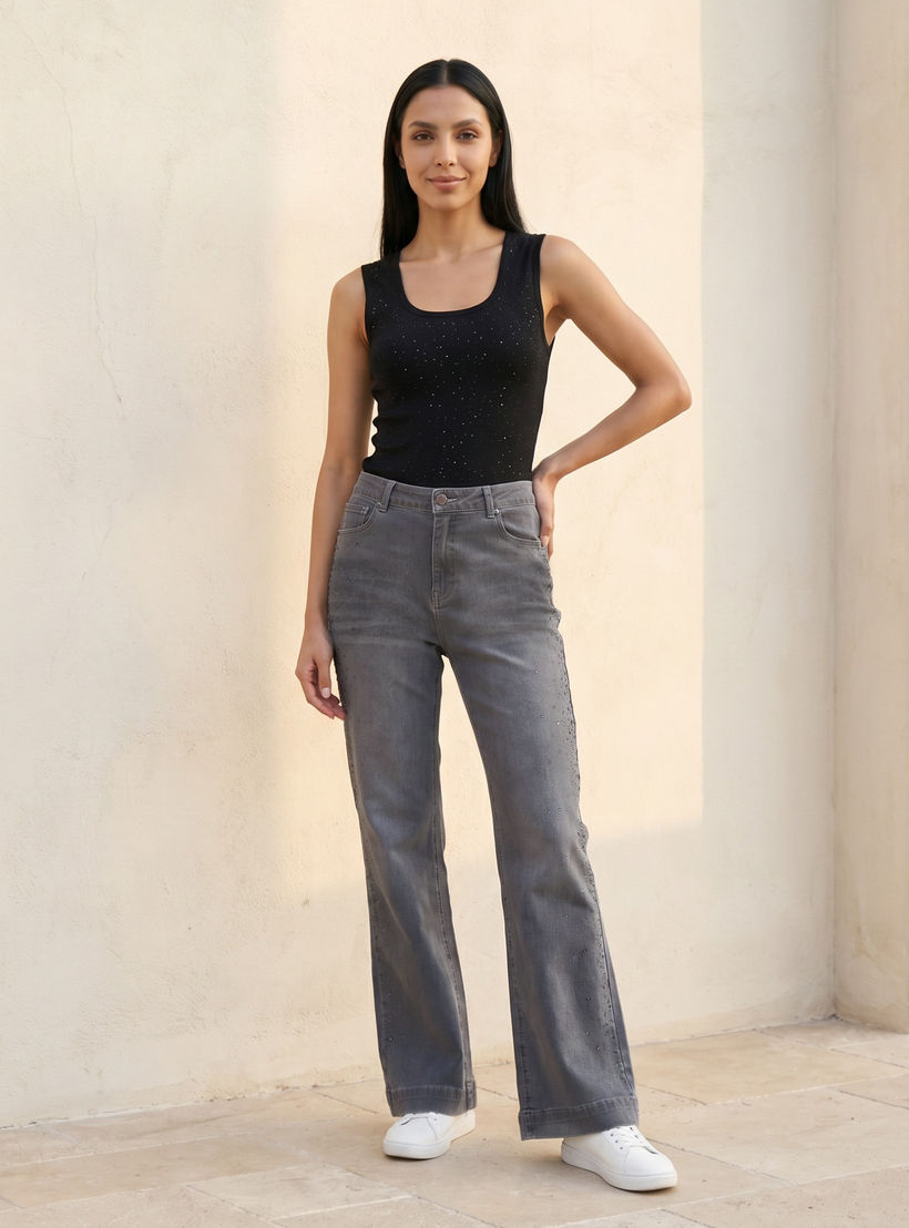 Splash Denim Flared Embellished Jeans-women-clothing-bottoms-jeans-image-3
