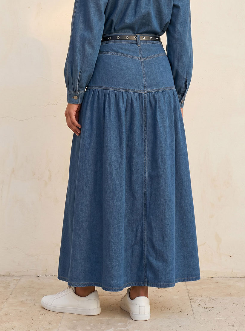 تنورة ماكسي بحزام مدمج من سبلاش دينم-women-clothing-skirts-image-4