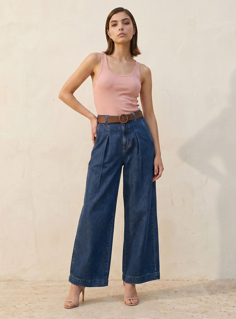 Splash Denim Wide Leg Flexi Waist Jeans with Belt-women-clothing-bottoms-jeans-image-3