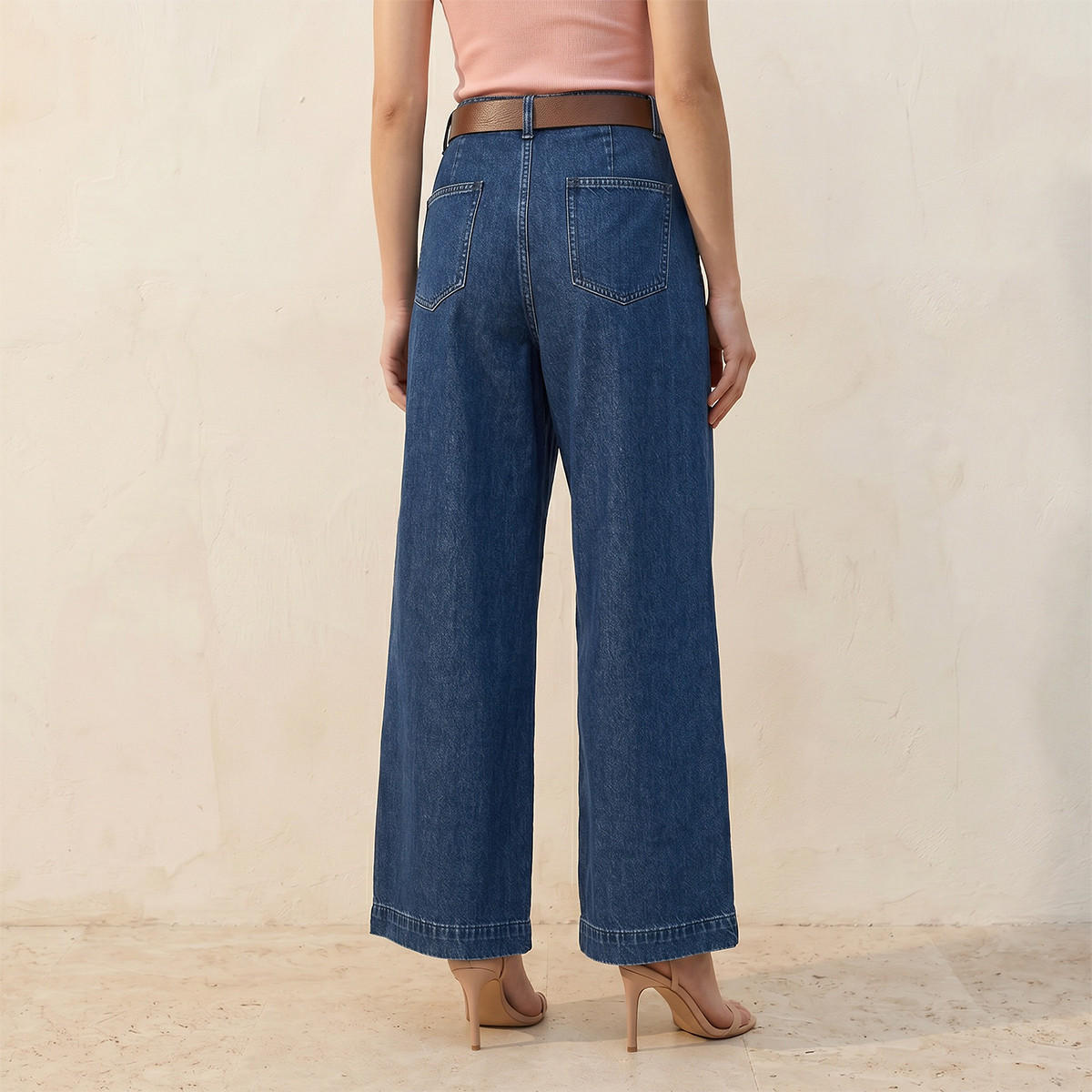 Splash Denim Wide Leg Flexi Waist Jeans with Belt-women-clothing-bottoms-jeans-image-4