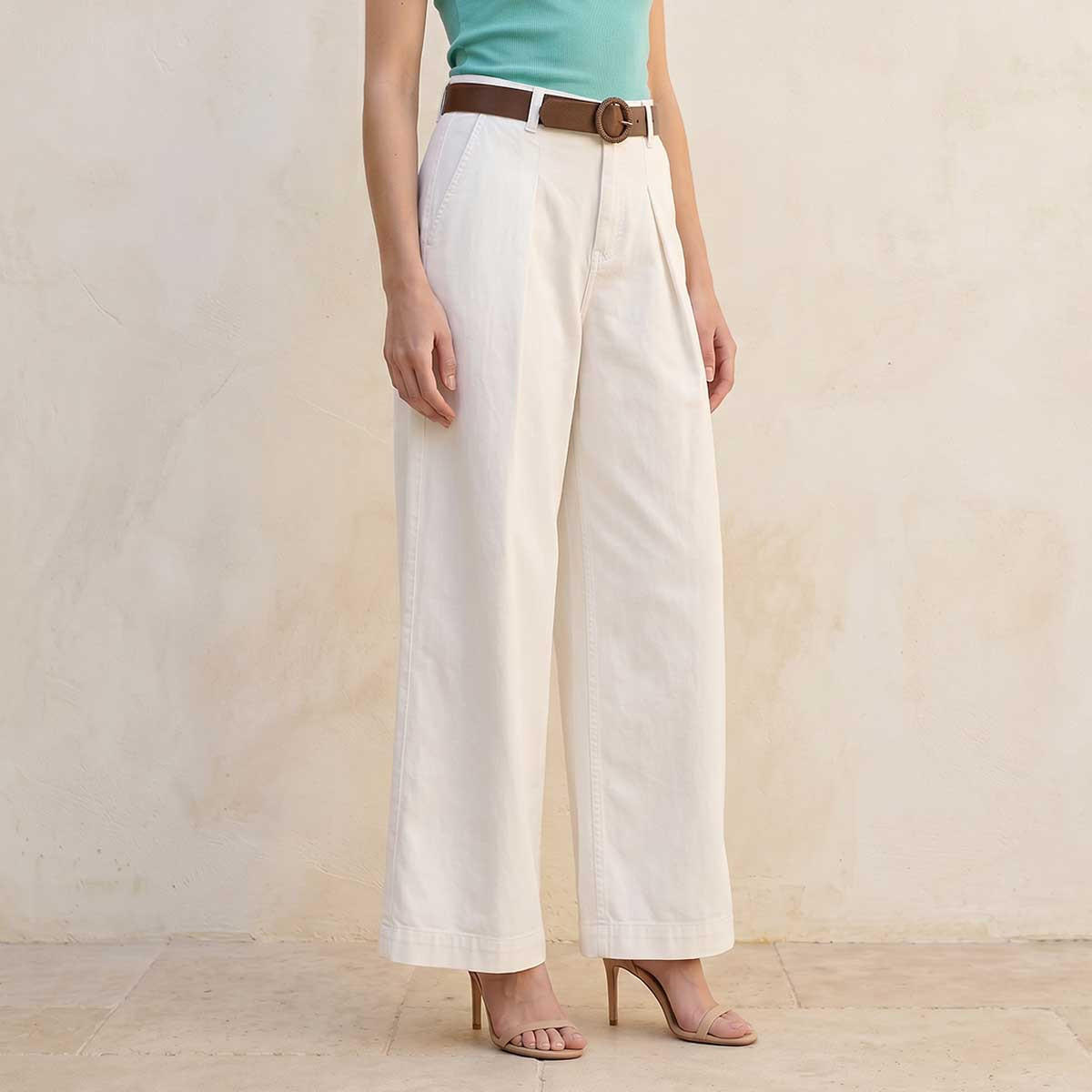 بنطلون جينز واسع الساقين بخصر مرن وحزام من سبلاش دينم-women-clothing-bottoms-jeans-image-1