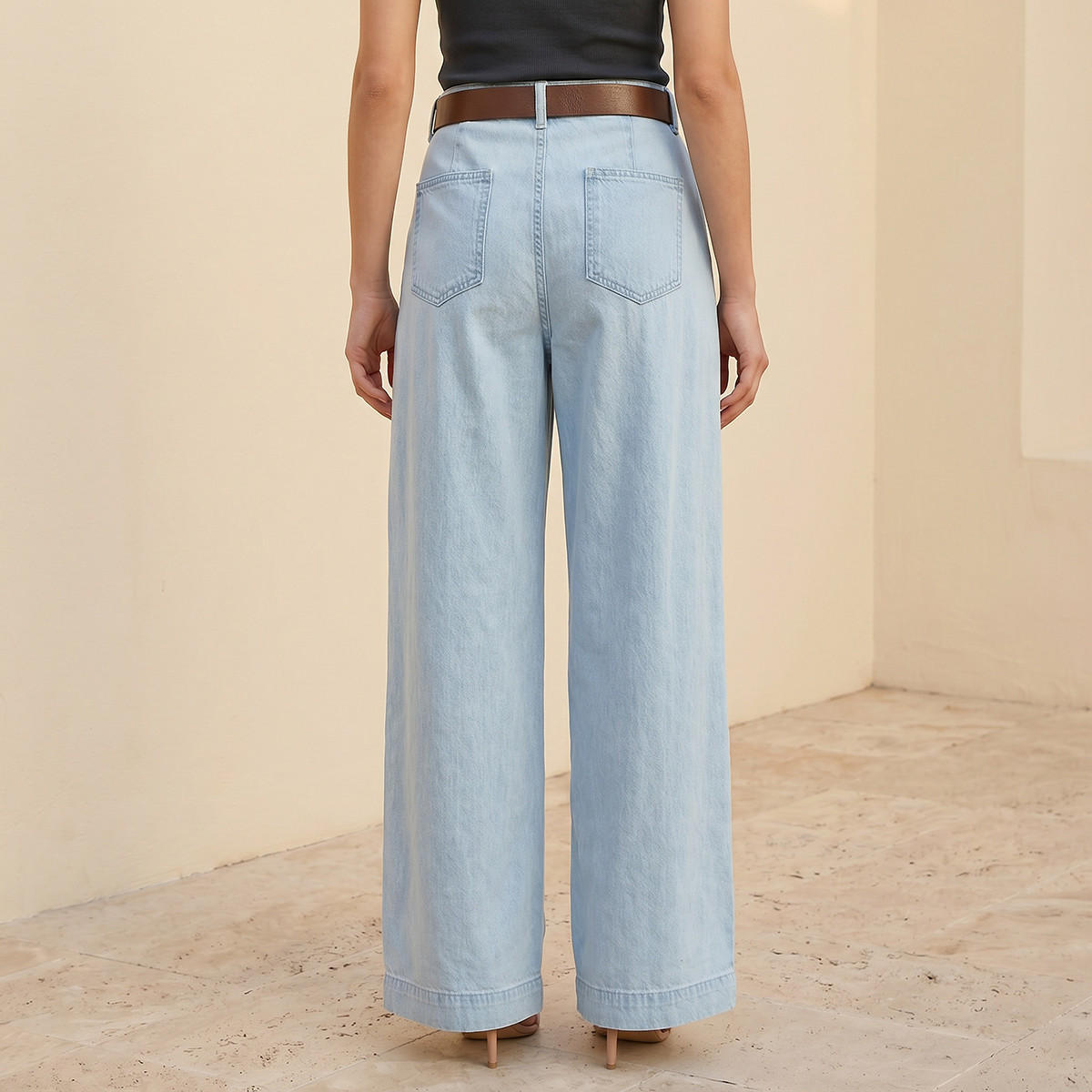 Splash Denim Wide Leg Flexi Waist Jeans with Belt-women-clothing-bottoms-jeans-image-4