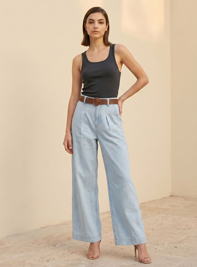 Splash Denim Wide Leg Flexi Waist Jeans with Belt-women-clothing-bottoms-jeans-image-5
