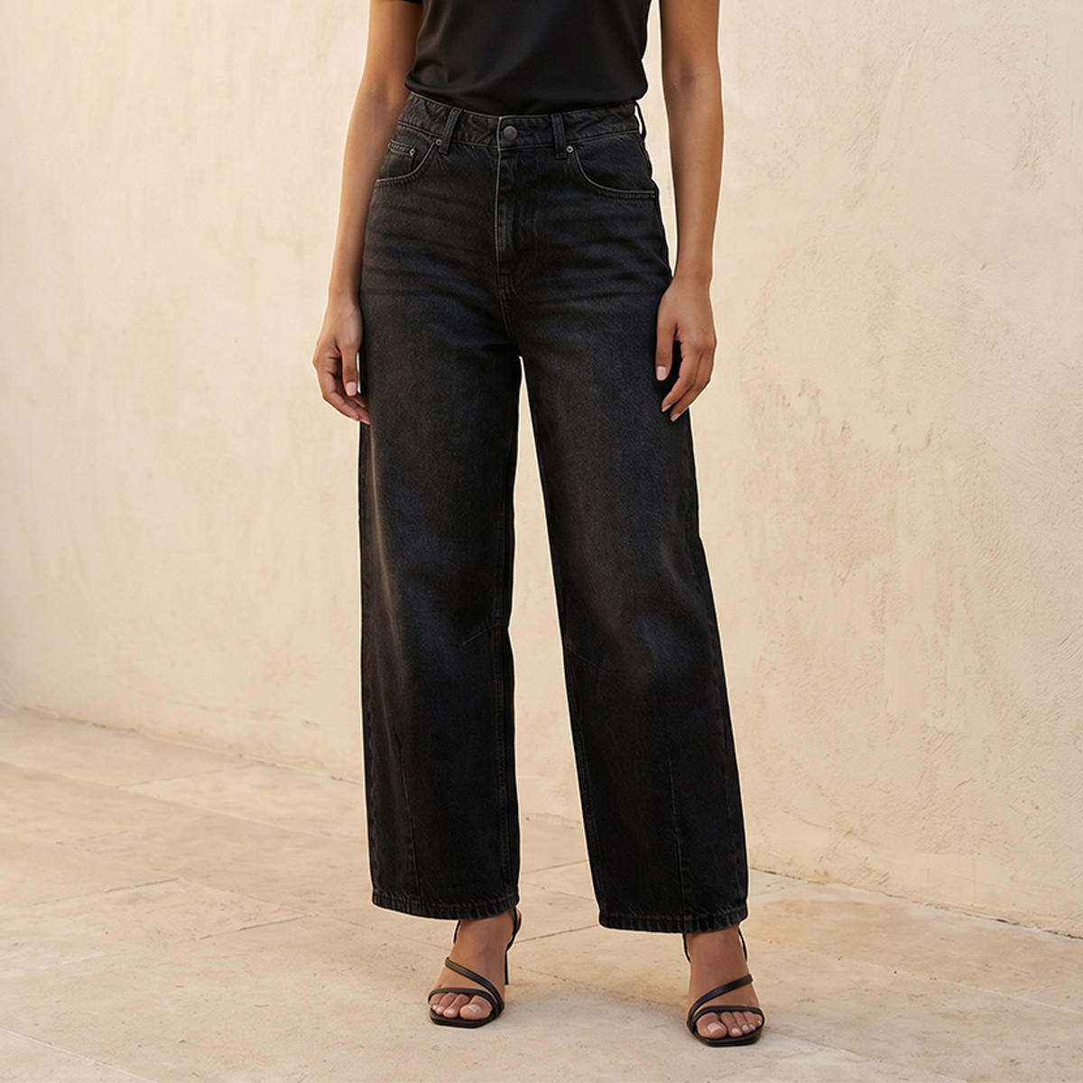Splash Denim Barrel Fit High Waist Jeans Cotton-women-clothing-bottoms-jeans-image-1