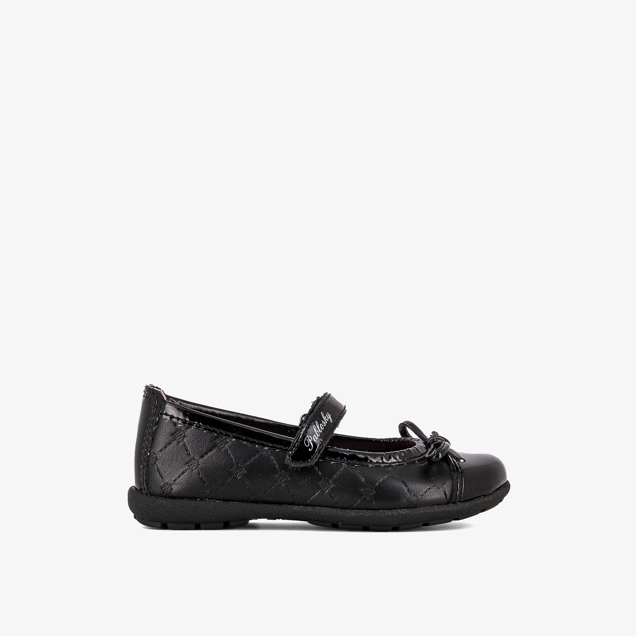 Pablosky Girls' Bow Accent Leather School Shoes with Hook and Loop Closure-girls-shoes-maryjanes-image-1