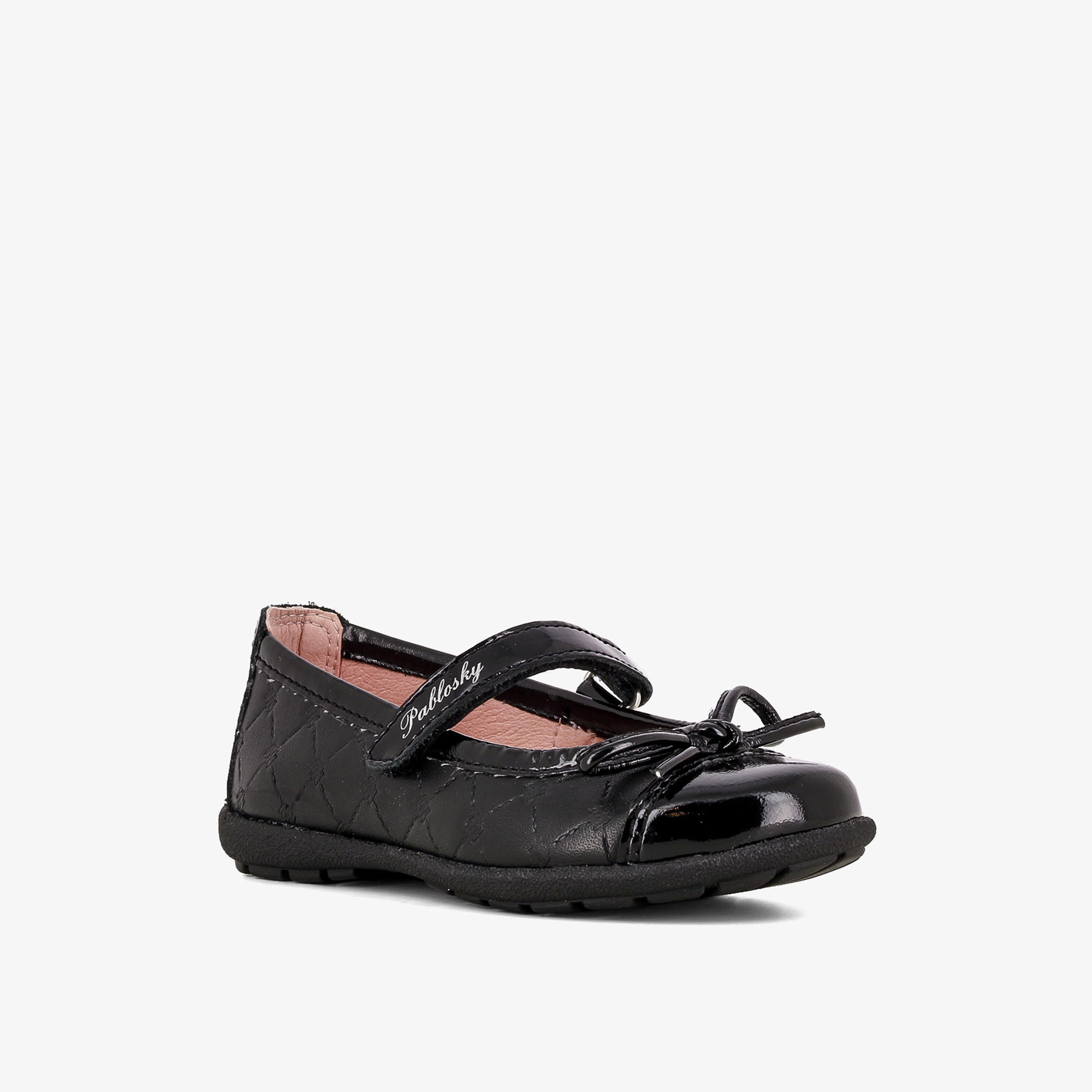 Pablosky Girls' Bow Accent Leather School Shoes with Hook and Loop Closure-girls-shoes-maryjanes-image-8