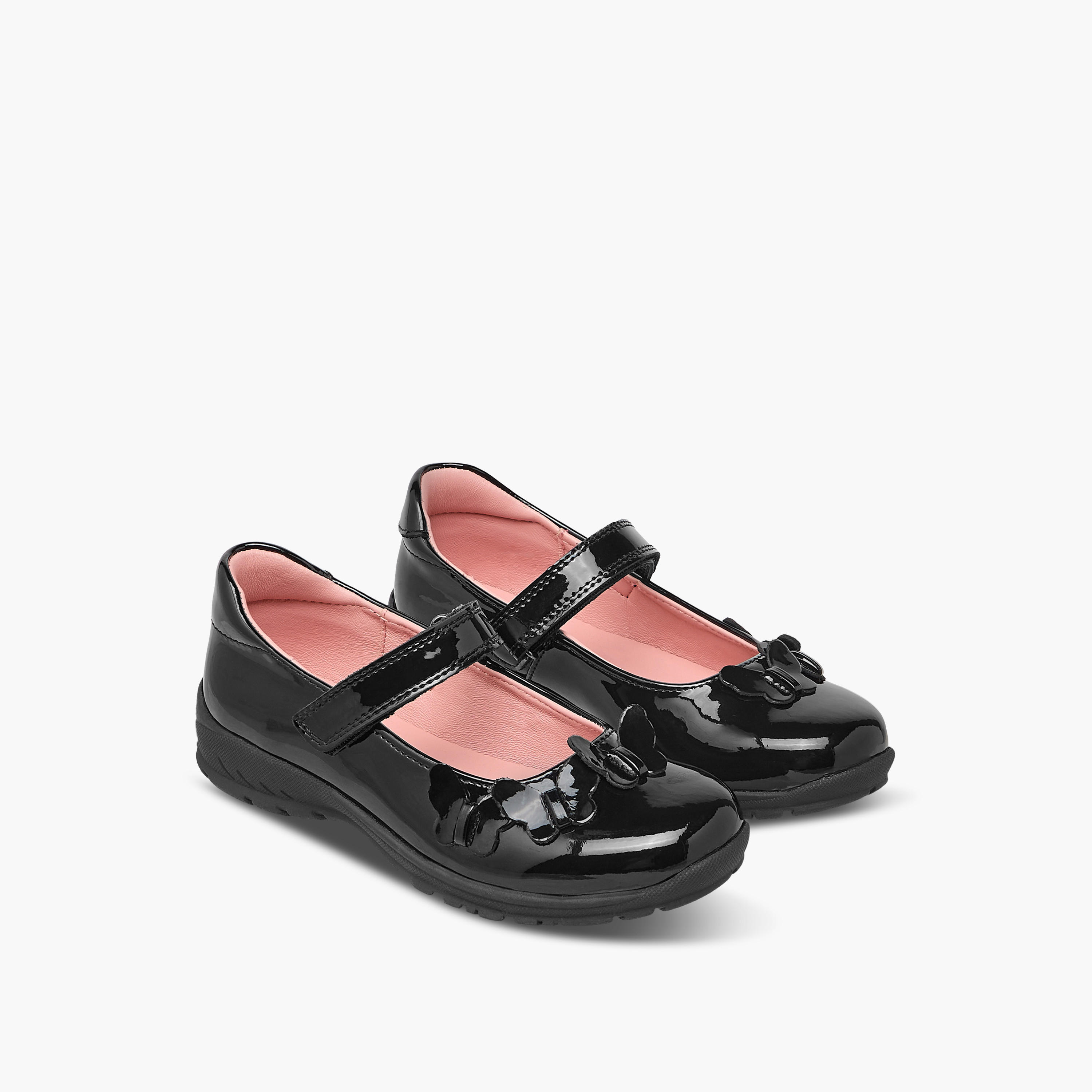 Juniors Butterfly Accent Mary Jane School Shoes with Hook and Loop Closure-girls-shoes-schoolshoes-image-1