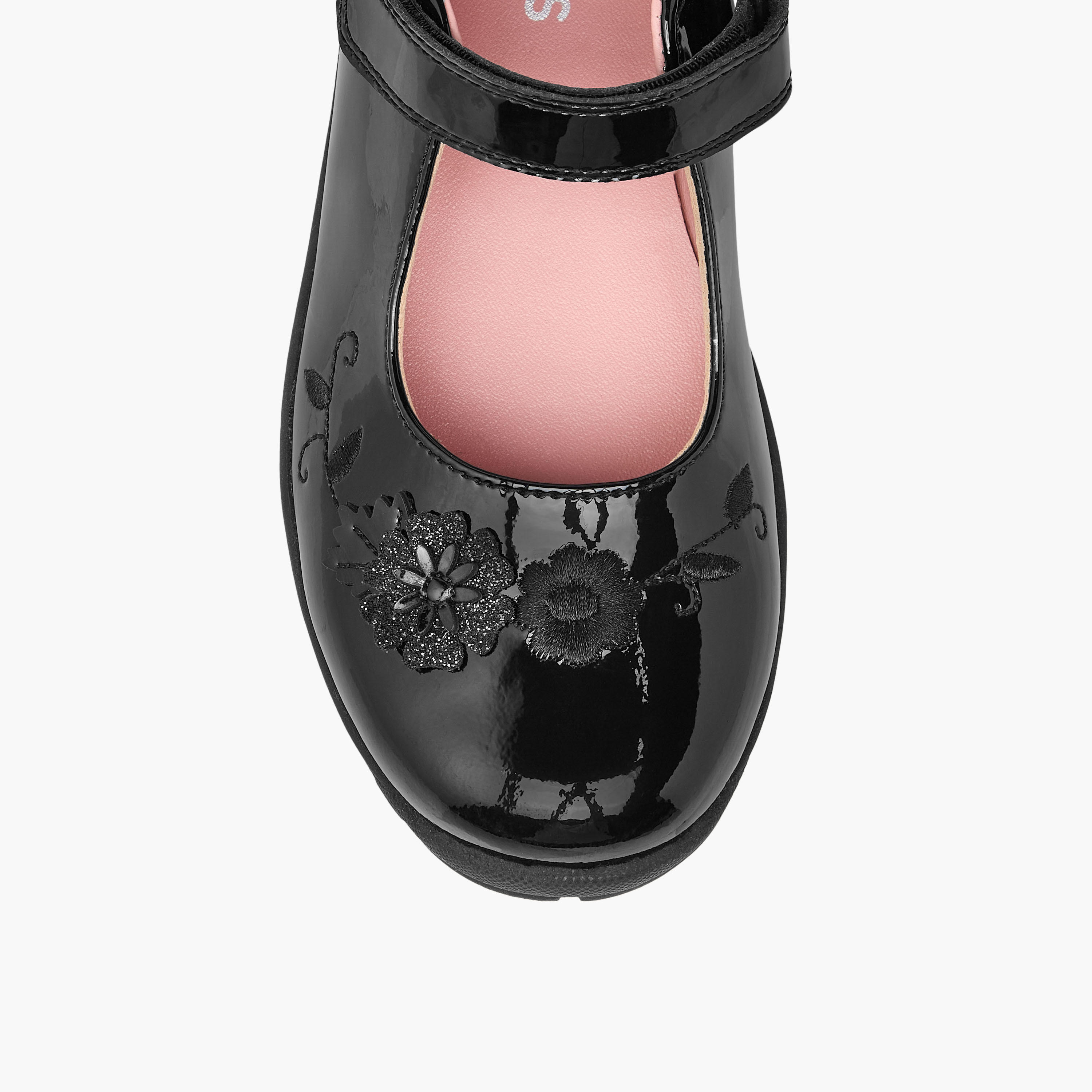 Juniors Floral Embroidered Mary Jane School Shoes with Hook and Loop Closure-girls-shoes-schoolshoes-image-4