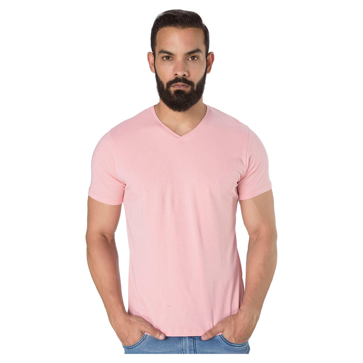 Printed V-neck T-shirt-men-clothing-tshirtsandpolos-tshirts-image-1
