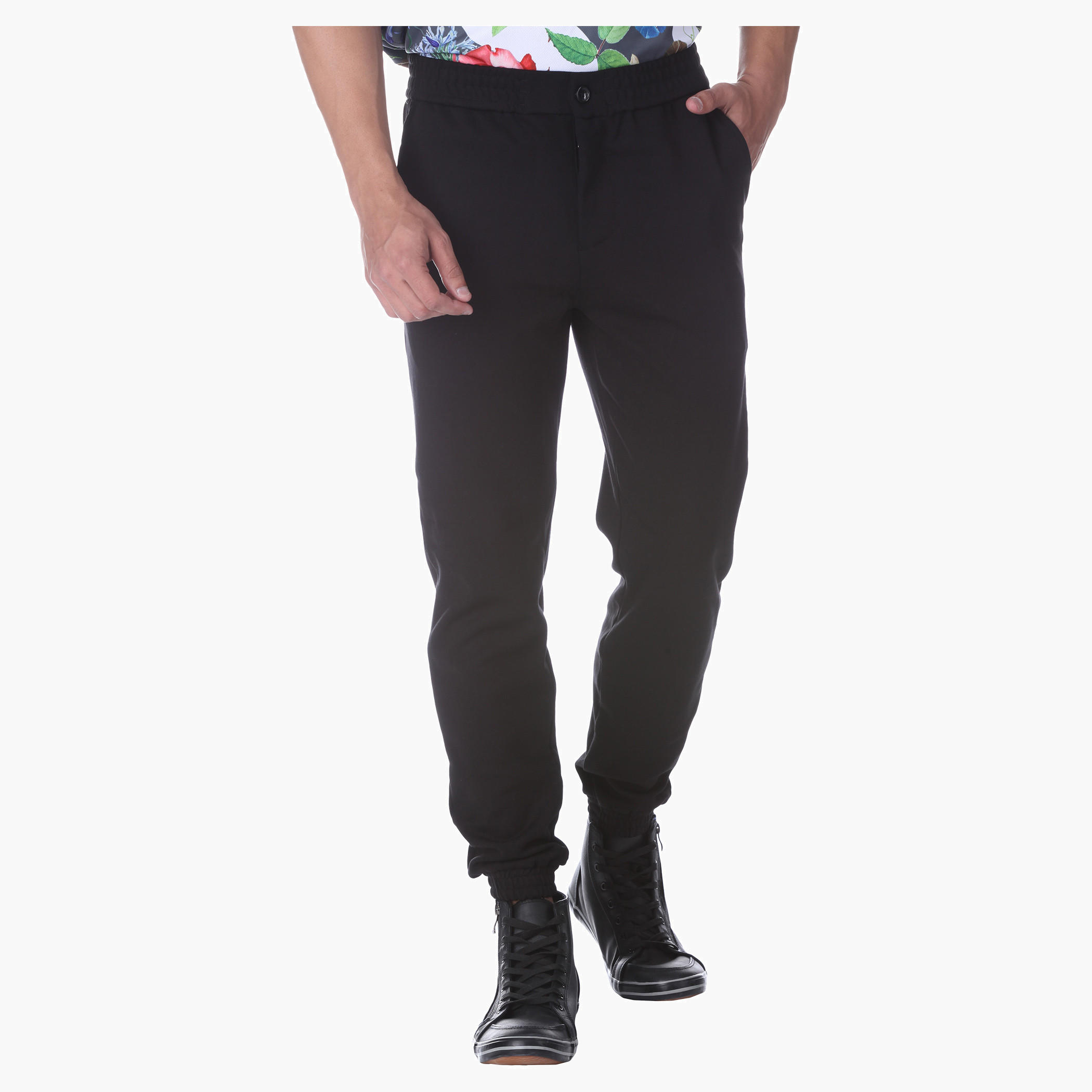 Solid Colour Cuff Pants-men-clothing-bottoms-joggers-image-1