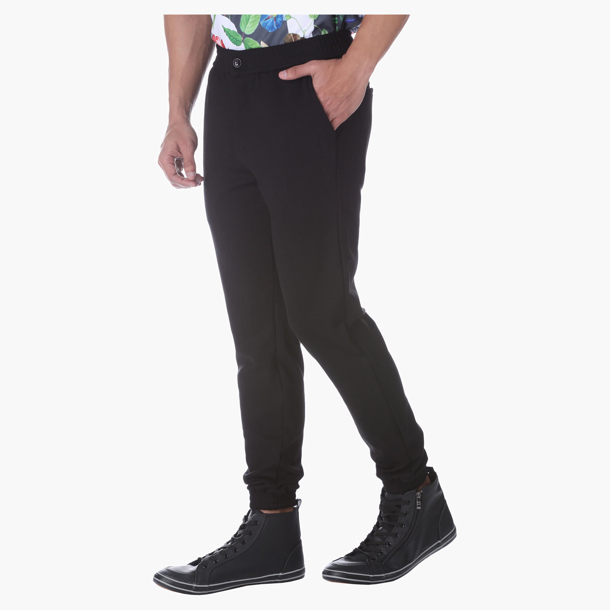 Solid Colour Cuff Pants-men-clothing-bottoms-joggers-image-3