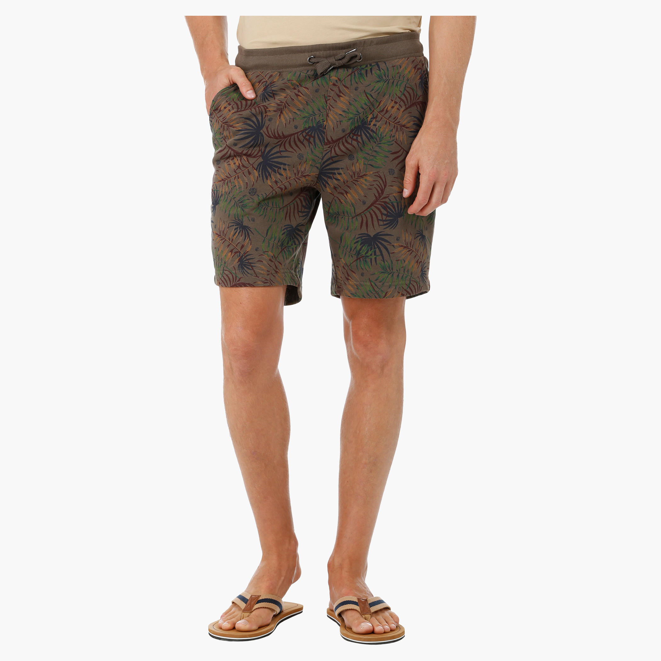 Foliage Print Knit Shorts-men-clothing-bottoms-shorts-image-5