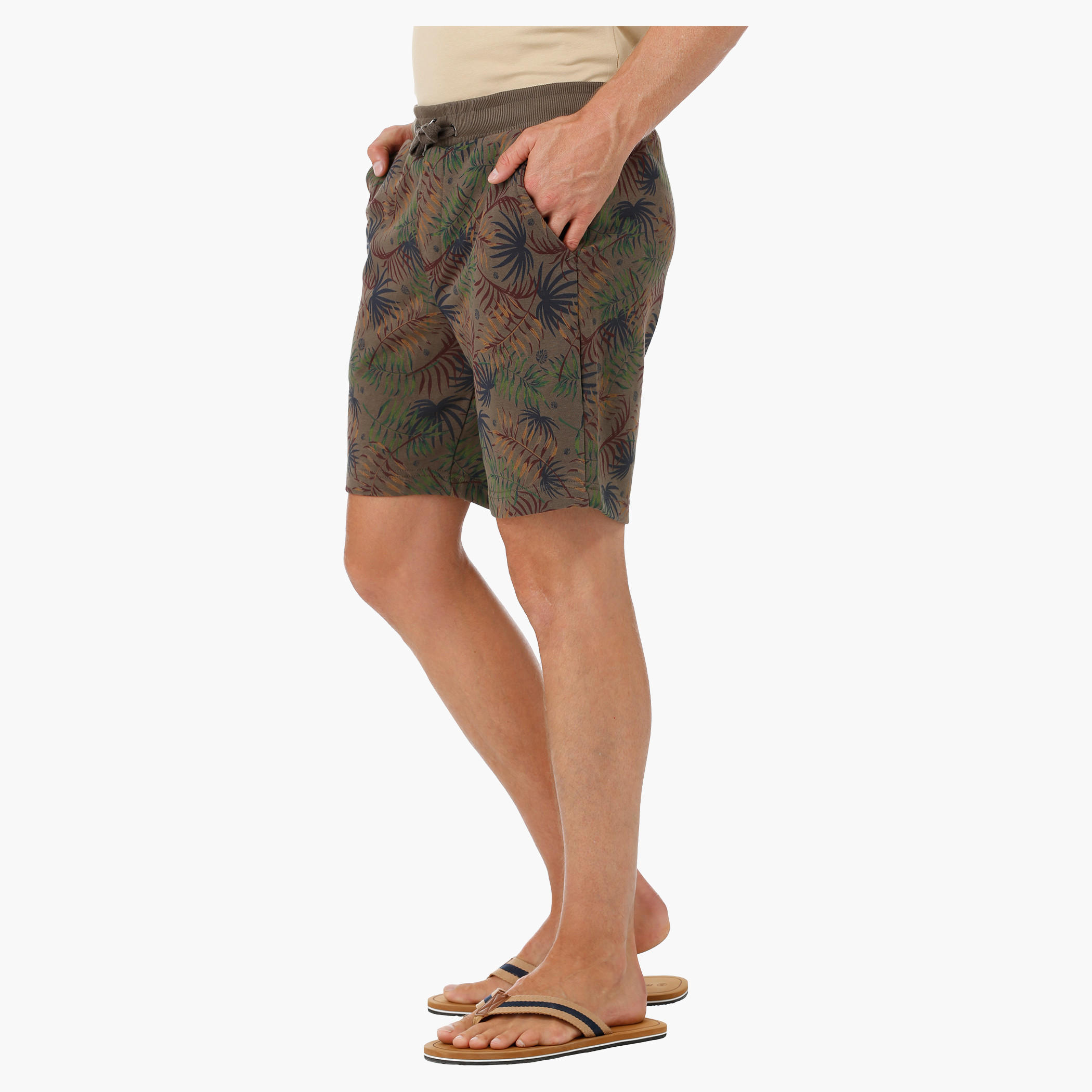Foliage Print Knit Shorts-men-clothing-bottoms-shorts-image-3