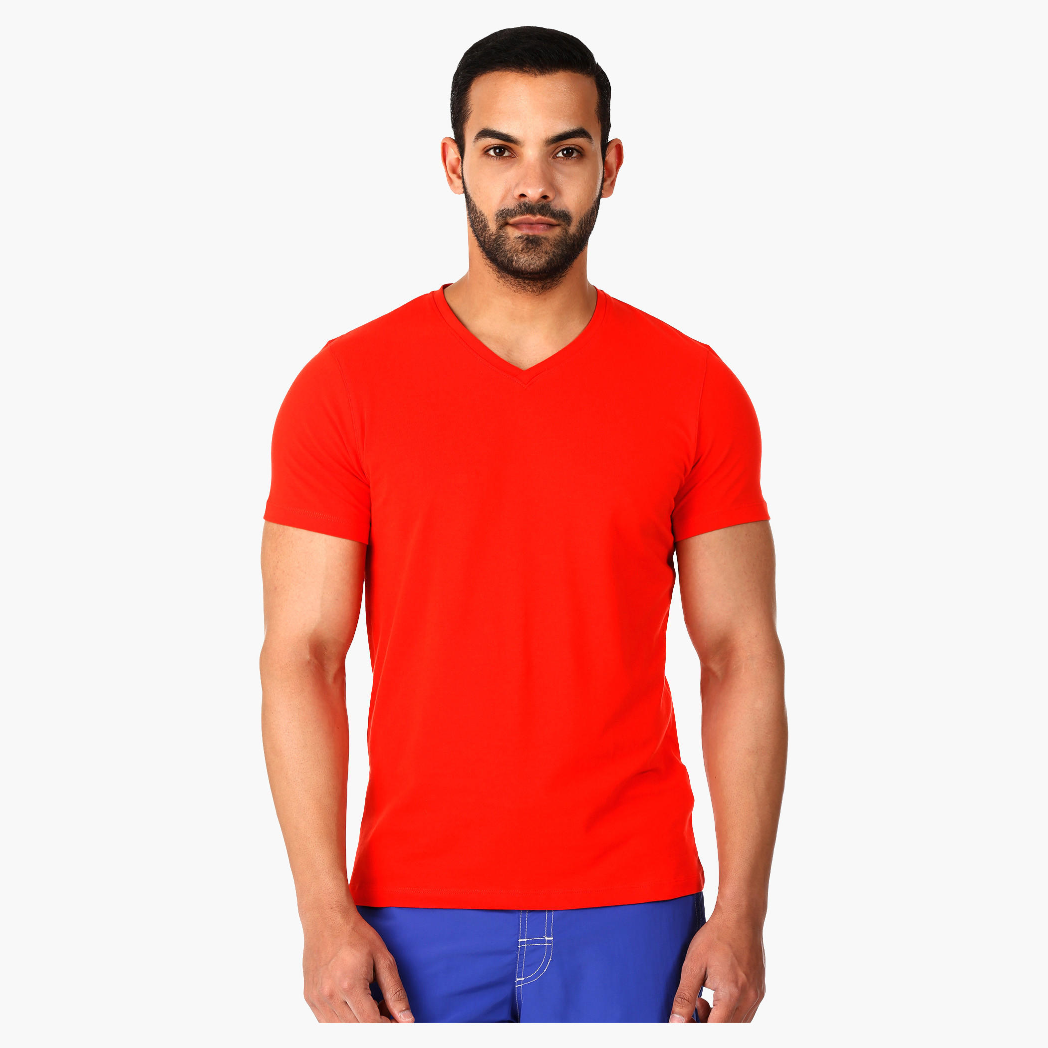 V-Neck T-Shirt with Short Sleeves in Body Fit-men-clothing-tshirtsandpolos-tshirts-image-1