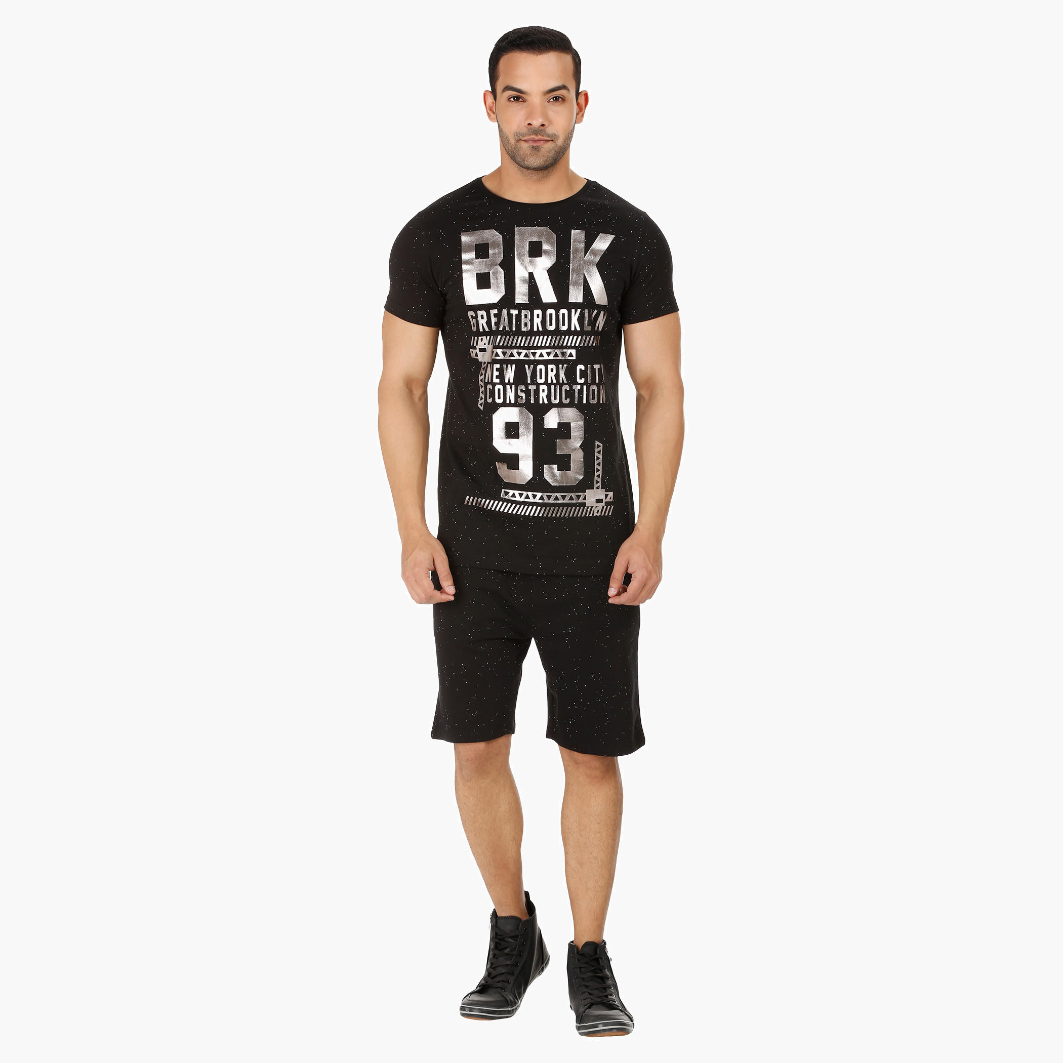 Knit Shorts with Splatter Effect-men-clothing-bottoms-shorts-image-1