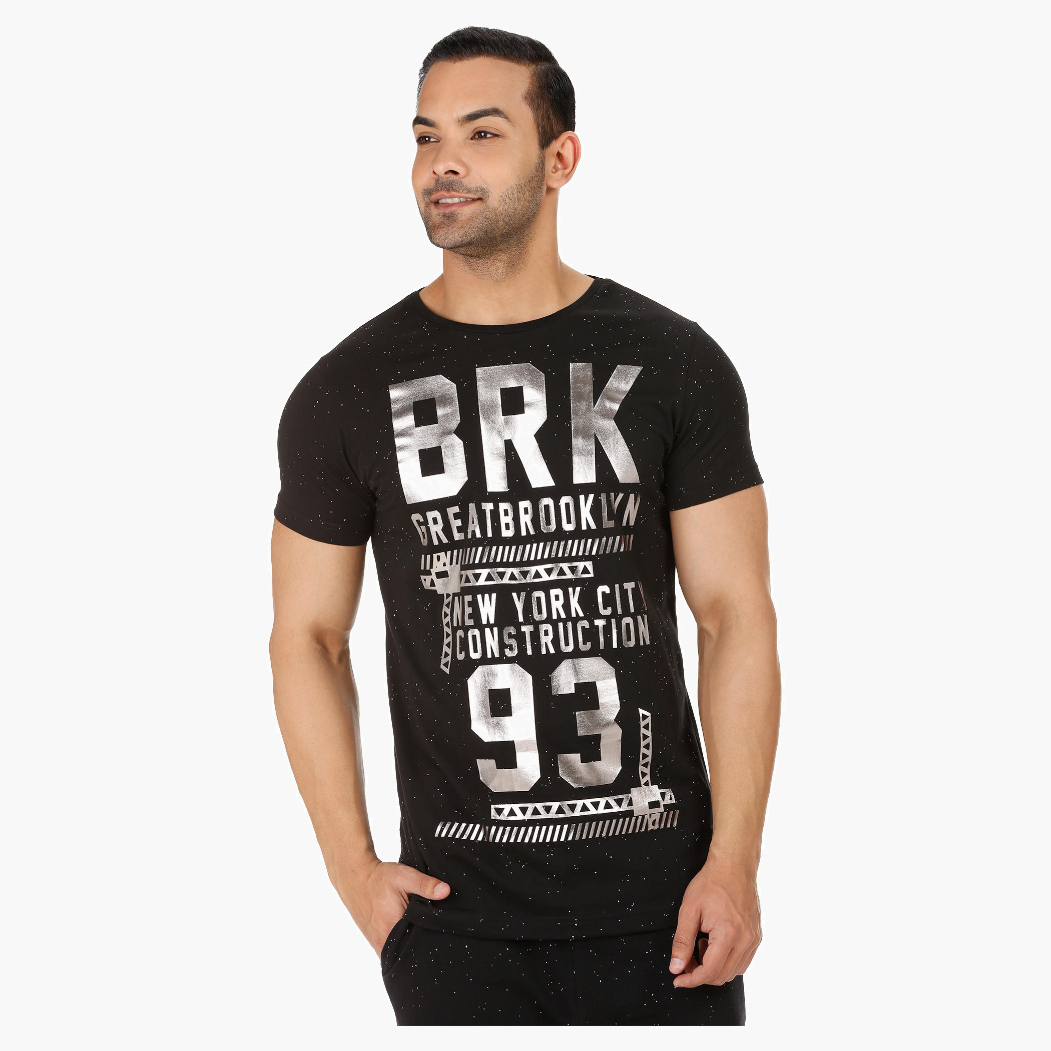 Crew Neck T-shirt With Splatter Effect-men-clothing-tshirtsandpolos-tshirts-image-1