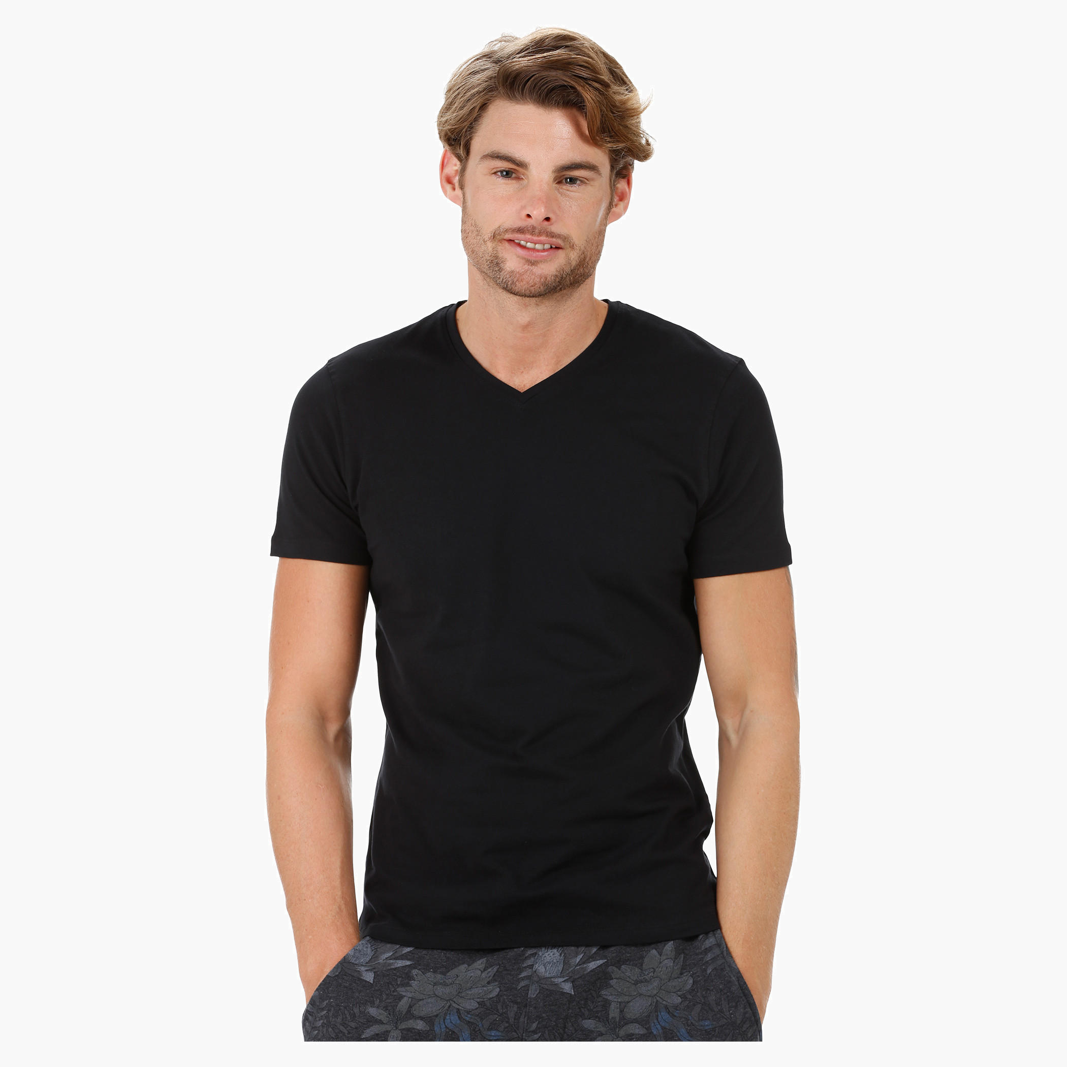 Short-sleeved V-neck T-shirt-men-clothing-tshirtsandpolos-tshirts-image-1