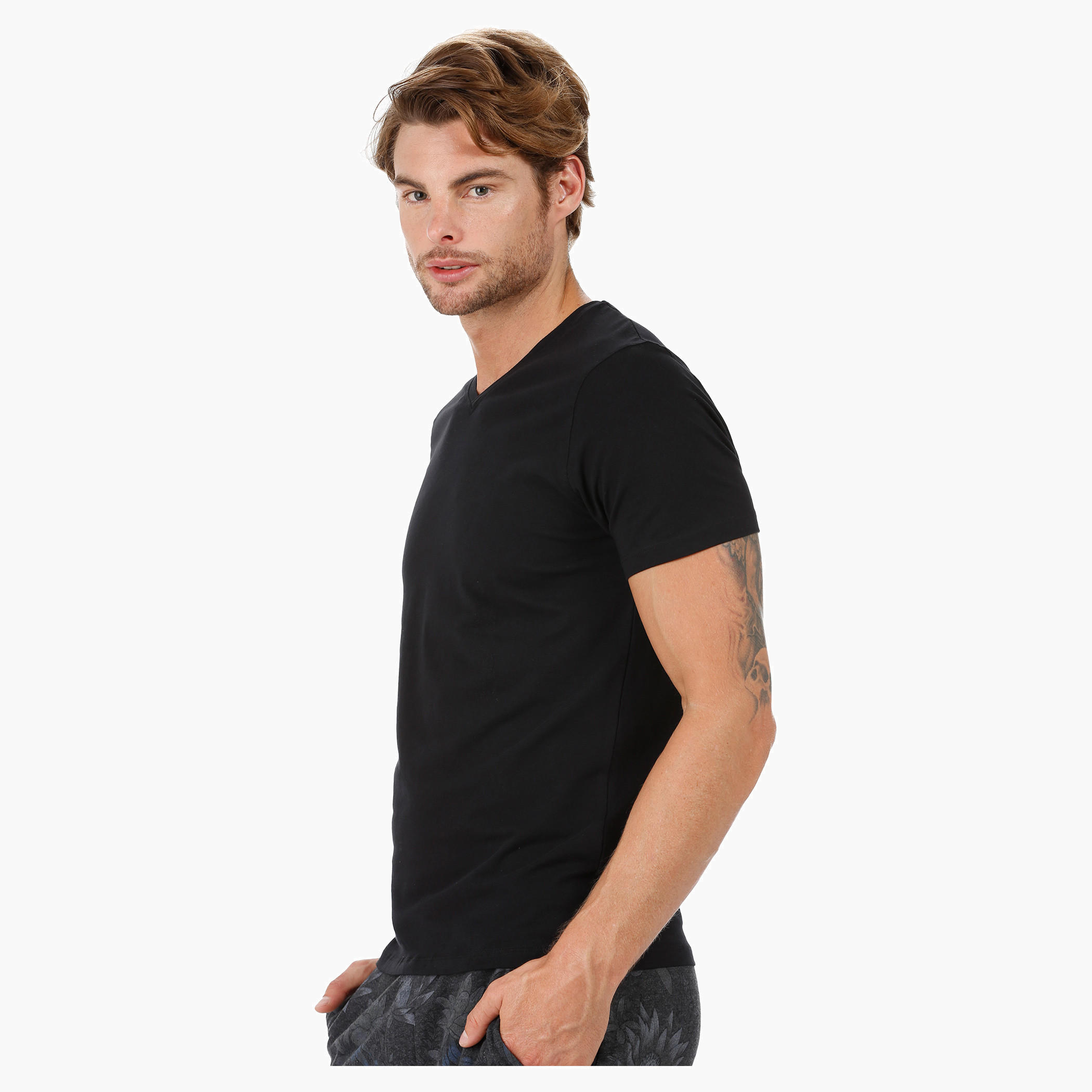 Short-sleeved V-neck T-shirt-men-clothing-tshirtsandpolos-tshirts-image-3