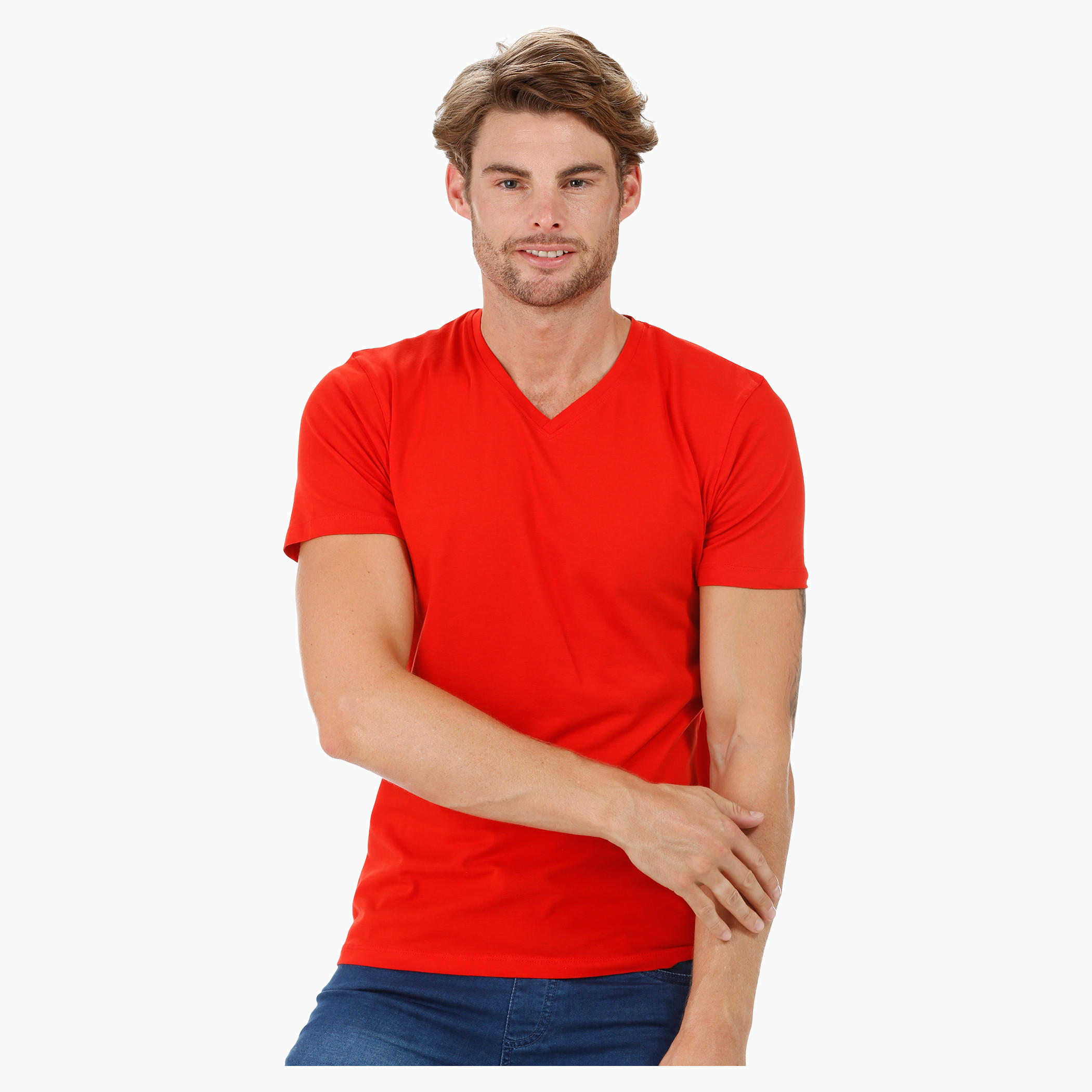 Short-sleeved V-neck T-shirt-men-clothing-tshirtsandpolos-tshirts-image-11
