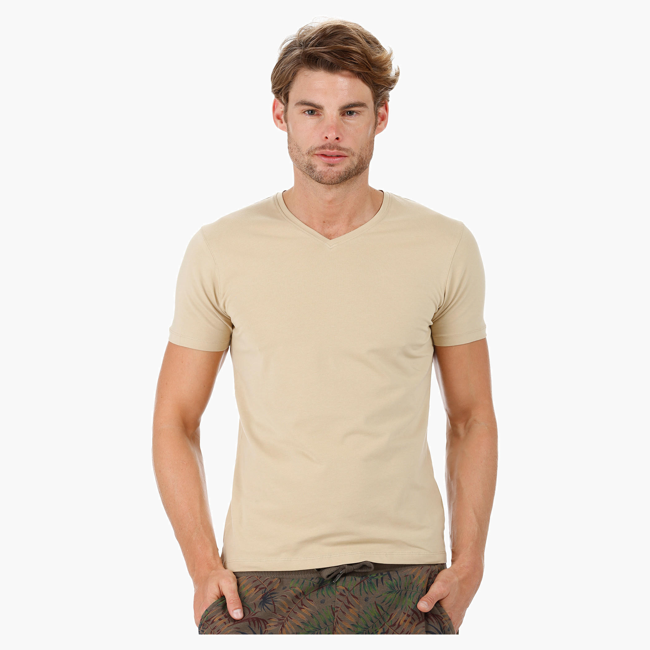 Short-sleeved V-neck T-shirt-men-clothing-tshirtsandpolos-tshirts-image-16