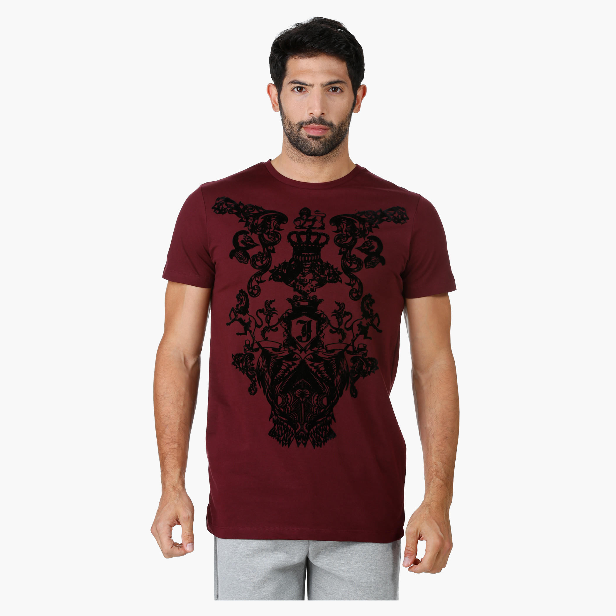 Printed Cotton T-Shirt with Crew Neck and Short Sleeves in Regular Fit-men-clothing-tshirtsandpolos-tshirts-image-1