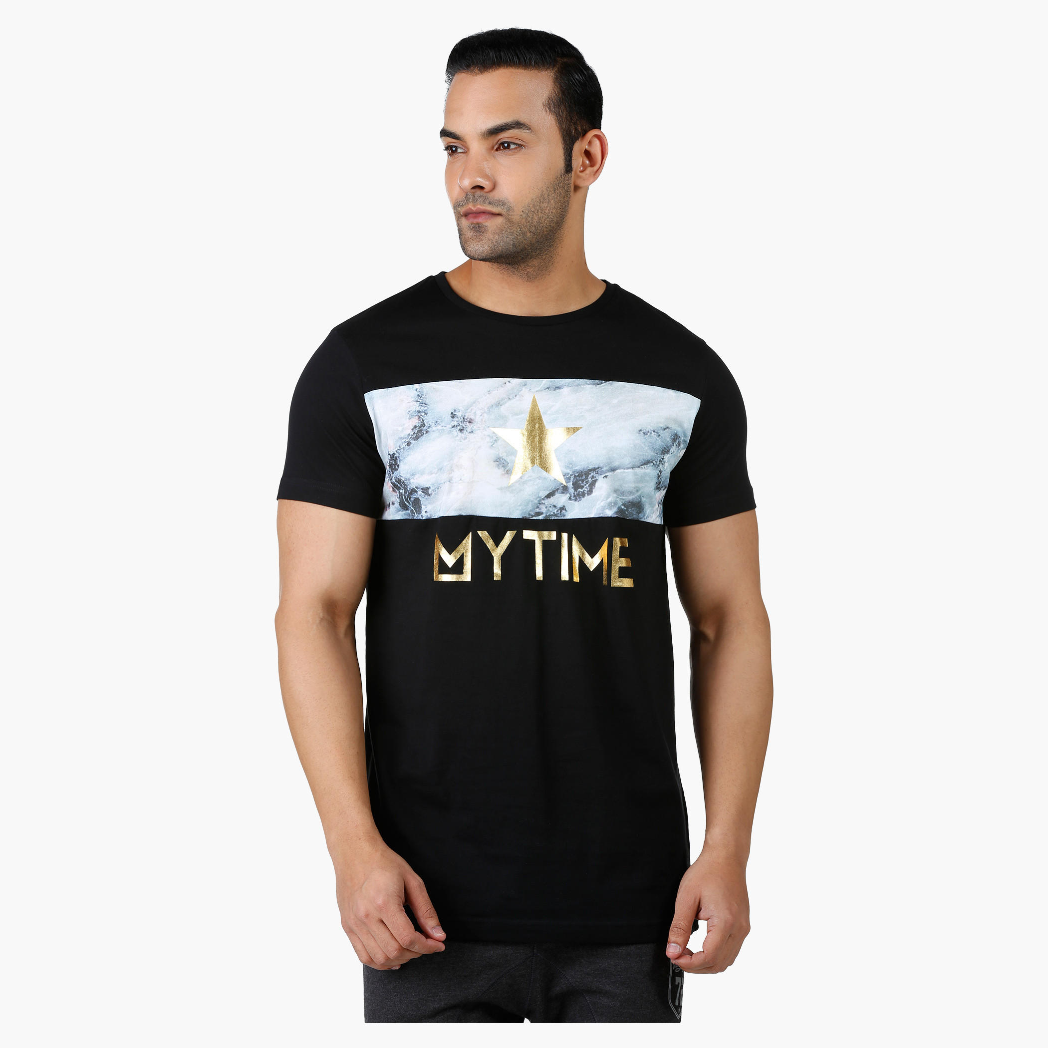 Printed Cotton T-Shirt with Round Neck and Short Sleeves-men-clothing-tshirtsandpolos-tshirts-image-1