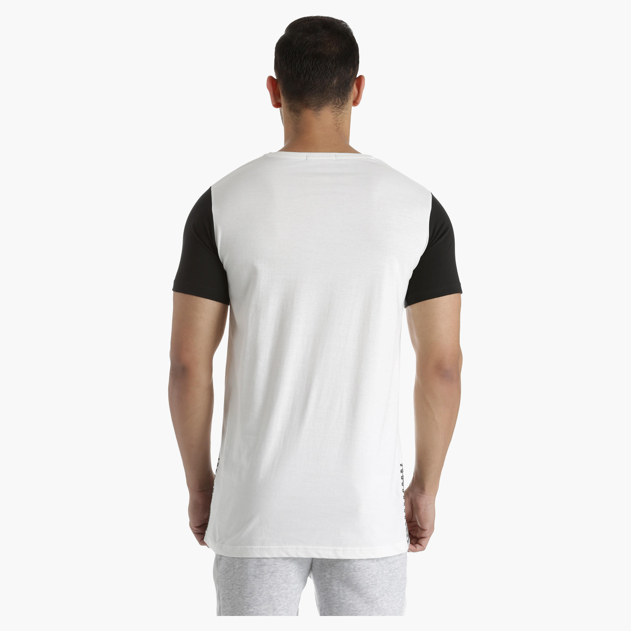 Printed Cotton T-Shirt with Crew Neck and Contrast Sleeves in Regular Fit-men-clothing-tshirtsandpolos-tshirts-image-2