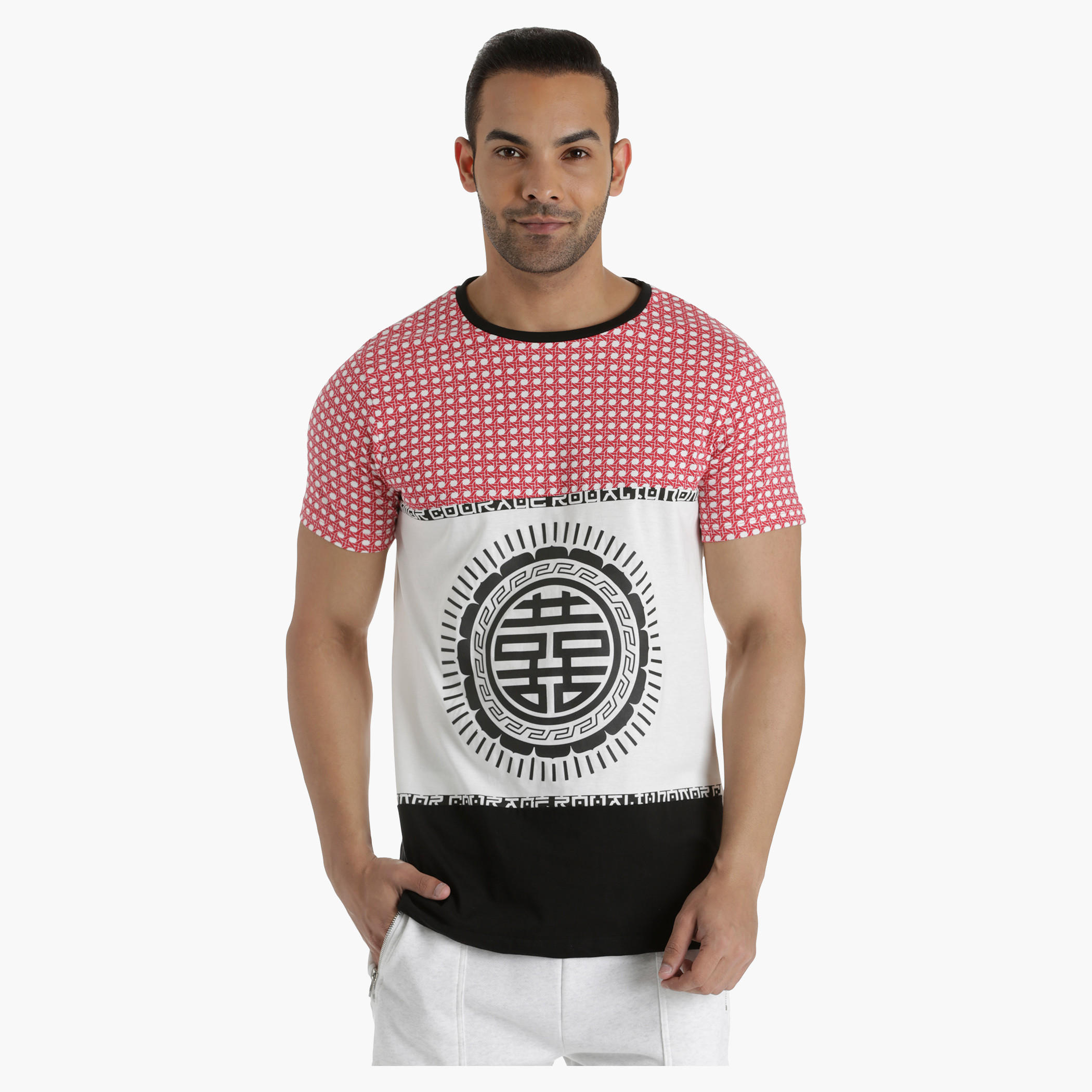 Cotton Printed T-Shirt with Contrast Cut-and-Sew Panels in Regular Fit-men-clothing-tshirtsandpolos-tshirts-image-1