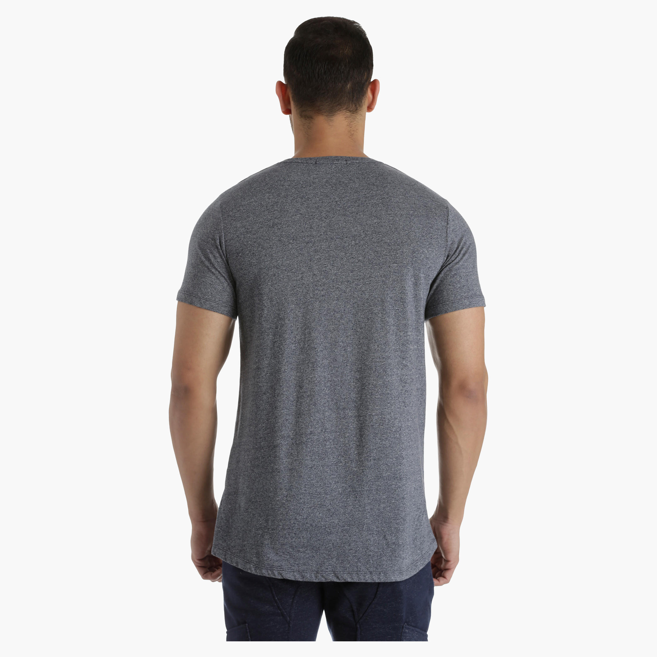 Cotton Crew Neck T-Shirt with Long Back and U-Hem in Regular Fit-men-clothing-tshirtsandpolos-tshirts-image-2
