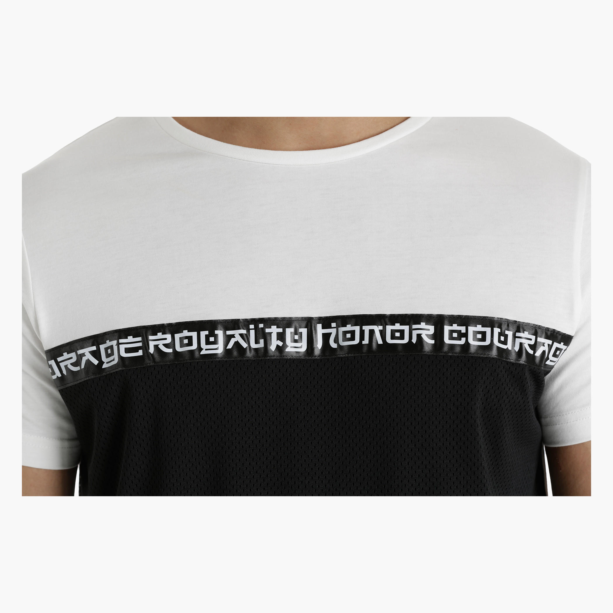 Printed Cotton T-Shirt with Crew Neck and Mesh Panel in Regular Fit-men-clothing-tshirtsandpolos-tshirts-image-4